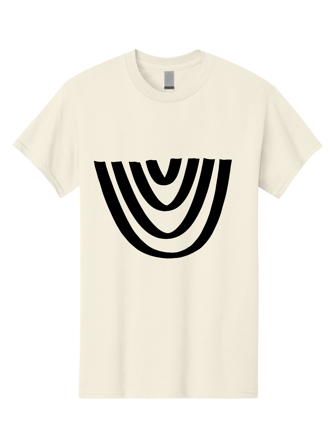 Black-U-Shaped-Lines Men'S Graphic Tee, 100% Cotton, Comfortable Casual Summer Wear, Machine Washable, Curved Lines, Abstract Design, Black Lines, Layered Effect, Modern Art, Geometric Pattern, Minimalistic Style -  Aaa398