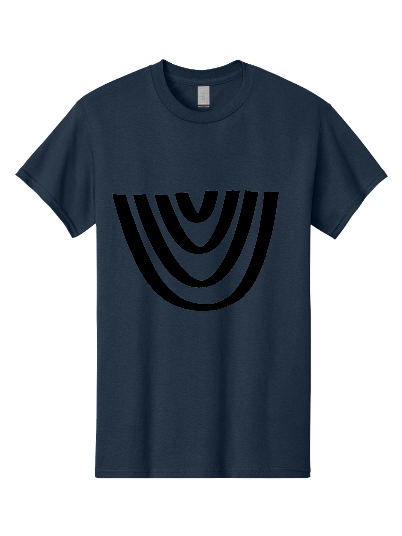 Black-U-Shaped-Lines Men'S Graphic Tee, 100% Cotton, Comfortable Casual Summer Wear, Machine Washable, Curved Lines, Abstract Design, Black Lines, Layered Effect, Modern Art, Geometric Pattern, Minimalistic Style -  Aaa398