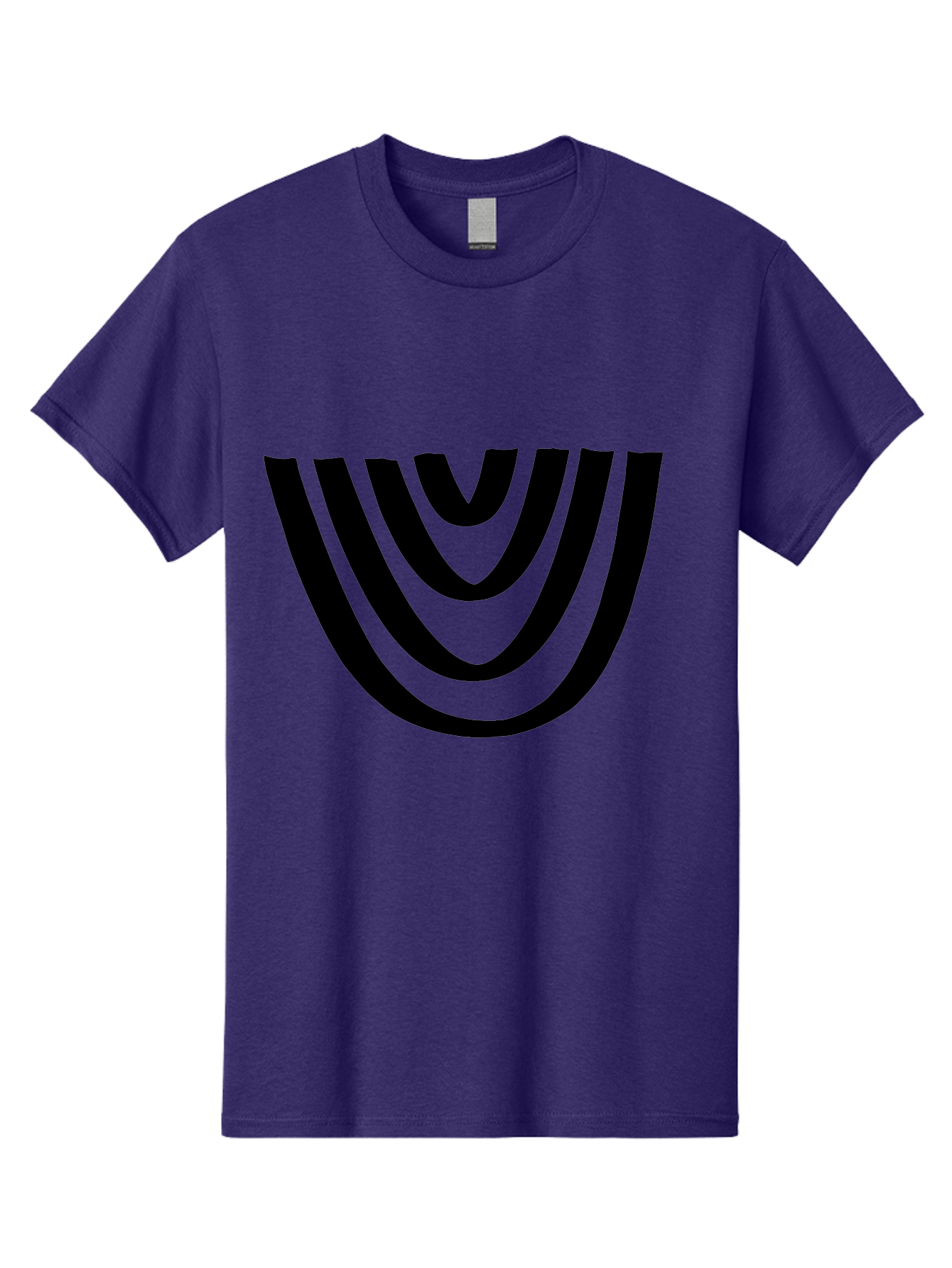 Black-U-Shaped-Lines Men'S Graphic Tee, 100% Cotton, Comfortable Casual Summer Wear, Machine Washable, Curved Lines, Abstract Design, Black Lines, Layered Effect, Modern Art, Geometric Pattern, Minimalistic Style -  Aaa398