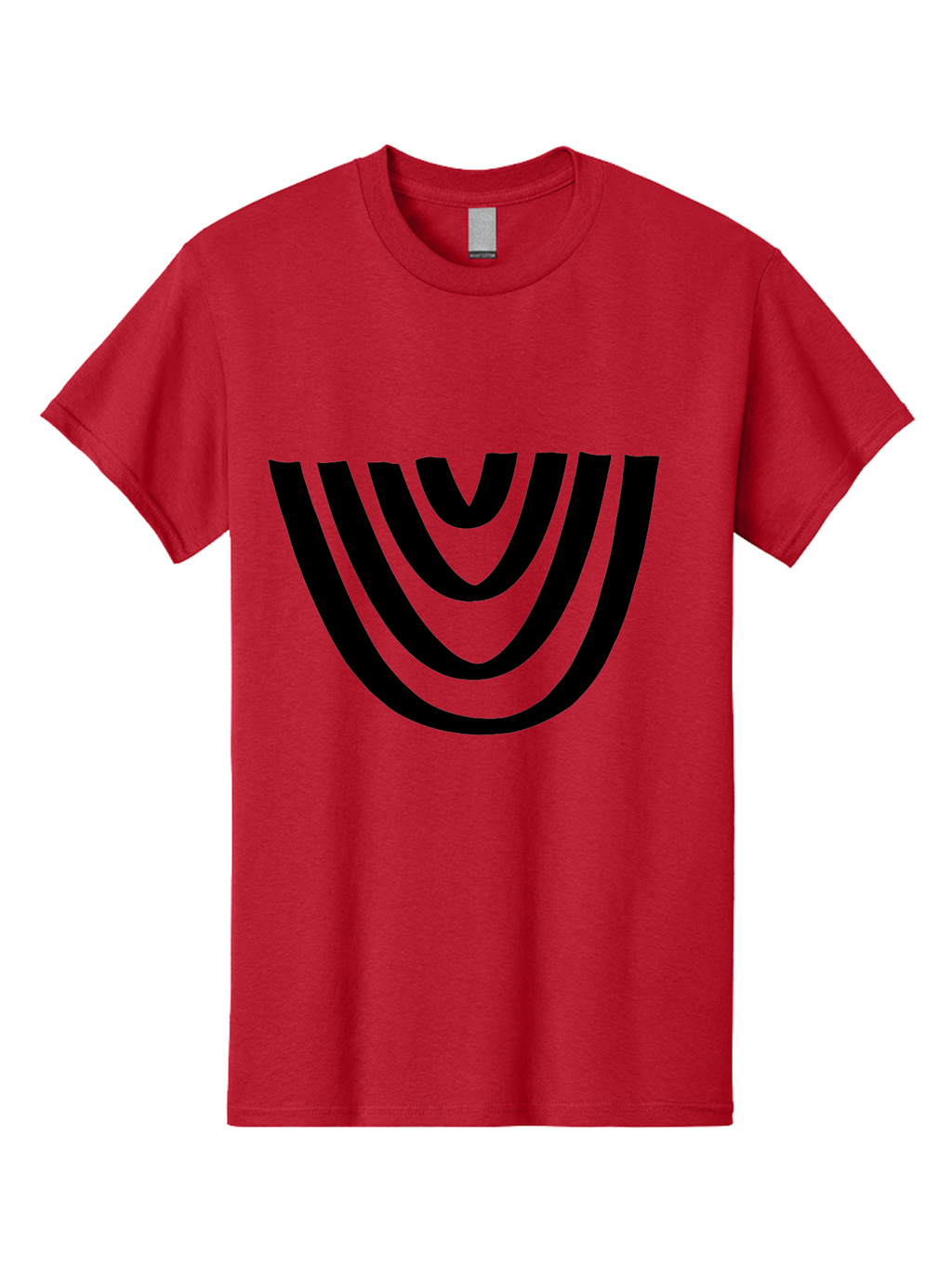 Black-U-Shaped-Lines Men'S Graphic Tee, 100% Cotton, Comfortable Casual Summer Wear, Machine Washable, Curved Lines, Abstract Design, Black Lines, Layered Effect, Modern Art, Geometric Pattern, Minimalistic Style -  Aaa398