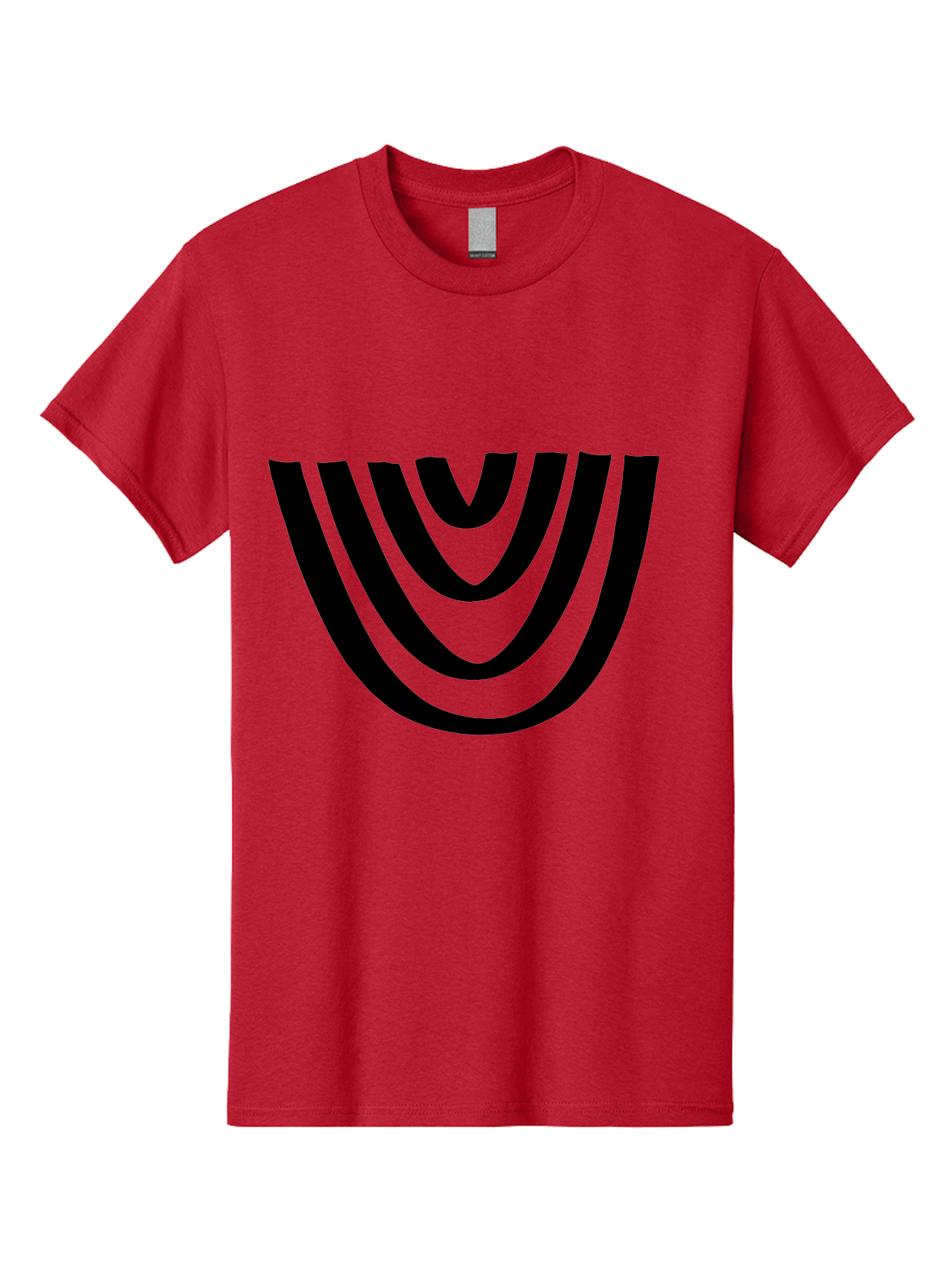 Black-U-Shaped-Lines Men'S Graphic Tee, 100% Cotton, Comfortable Casual Summer Wear, Machine Washable, Curved Lines, Abstract Design, Black Lines, Layered Effect, Modern Art, Geometric Pattern, Minimalistic Style -  Aaa398