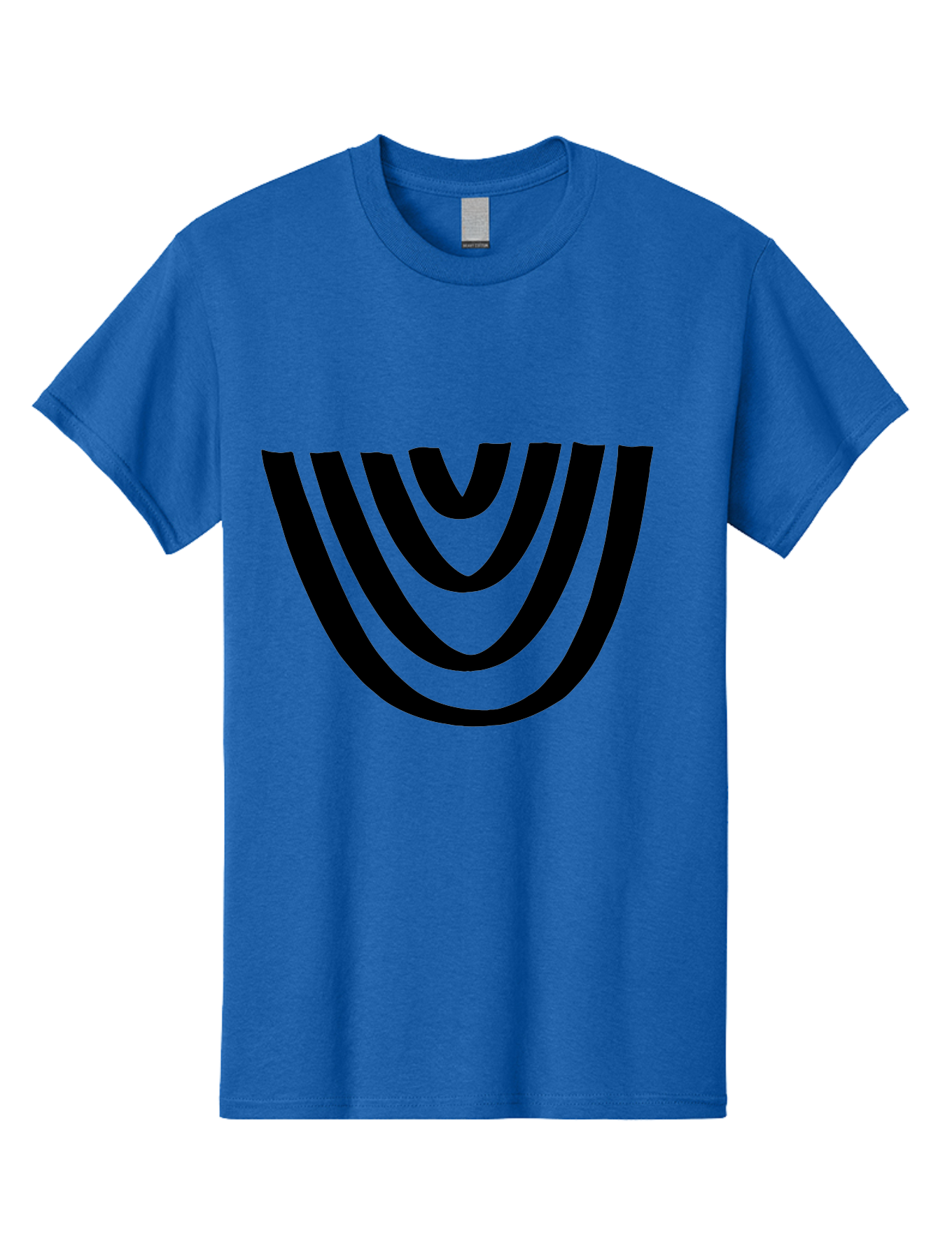 Black-U-Shaped-Lines Men'S Graphic Tee, 100% Cotton, Comfortable Casual Summer Wear, Machine Washable, Curved Lines, Abstract Design, Black Lines, Layered Effect, Modern Art, Geometric Pattern, Minimalistic Style -  Aaa398