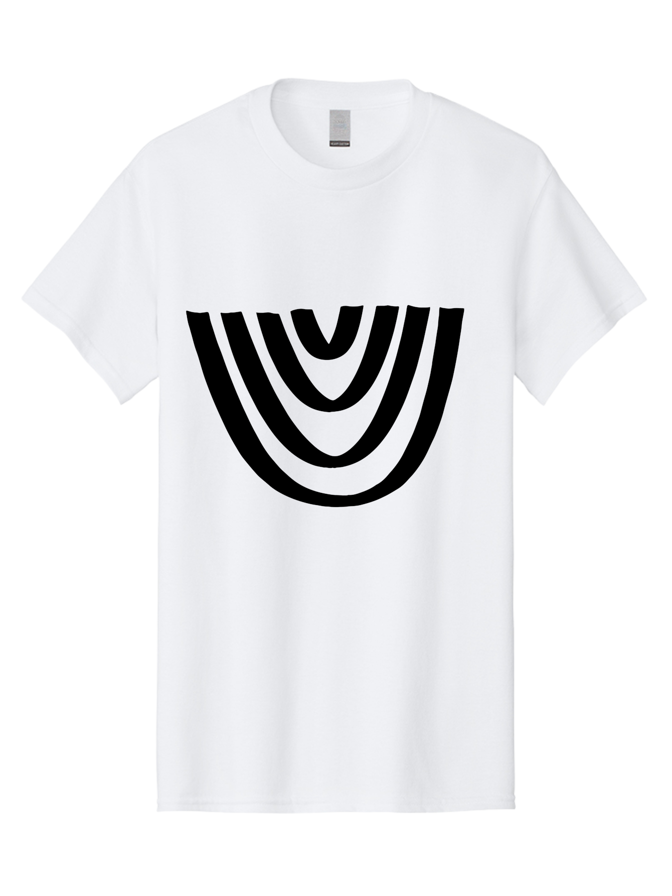 Black-U-Shaped-Lines Men'S Graphic Tee, 100% Cotton, Comfortable Casual Summer Wear, Machine Washable, Curved Lines, Abstract Design, Black Lines, Layered Effect, Modern Art, Geometric Pattern, Minimalistic Style -  Aaa398