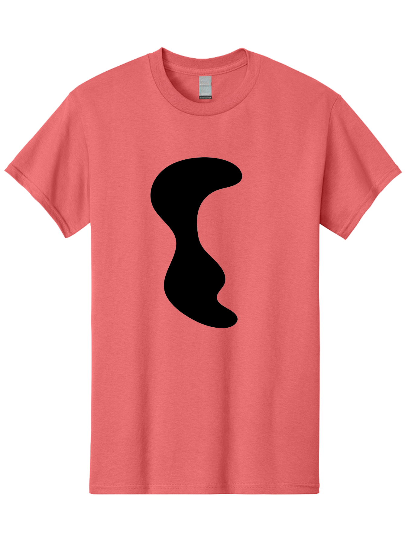 Black-Wavy-Shape Men'S Graphic Tee, 100% Cotton, Comfortable Casual Summer Wear, Machine Washable, Abstract Black Shape, Fluid Design, Modern Art, Sleek Silhouette, Minimalist Graphics, Dynamic Curve -  Aaa399