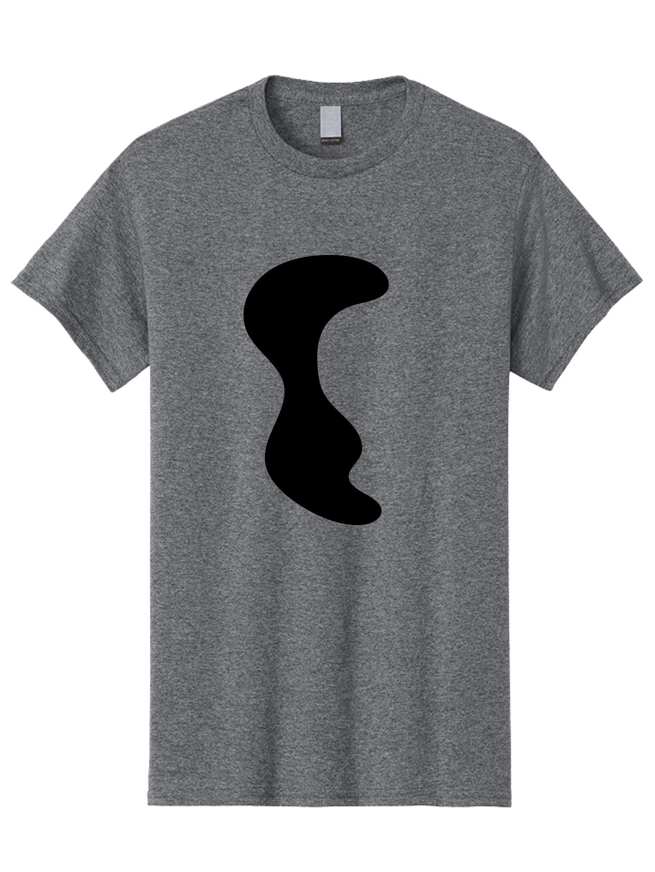 Black-Wavy-Shape Men'S Graphic Tee, 100% Cotton, Comfortable Casual Summer Wear, Machine Washable, Abstract Black Shape, Fluid Design, Modern Art, Sleek Silhouette, Minimalist Graphics, Dynamic Curve -  Aaa399