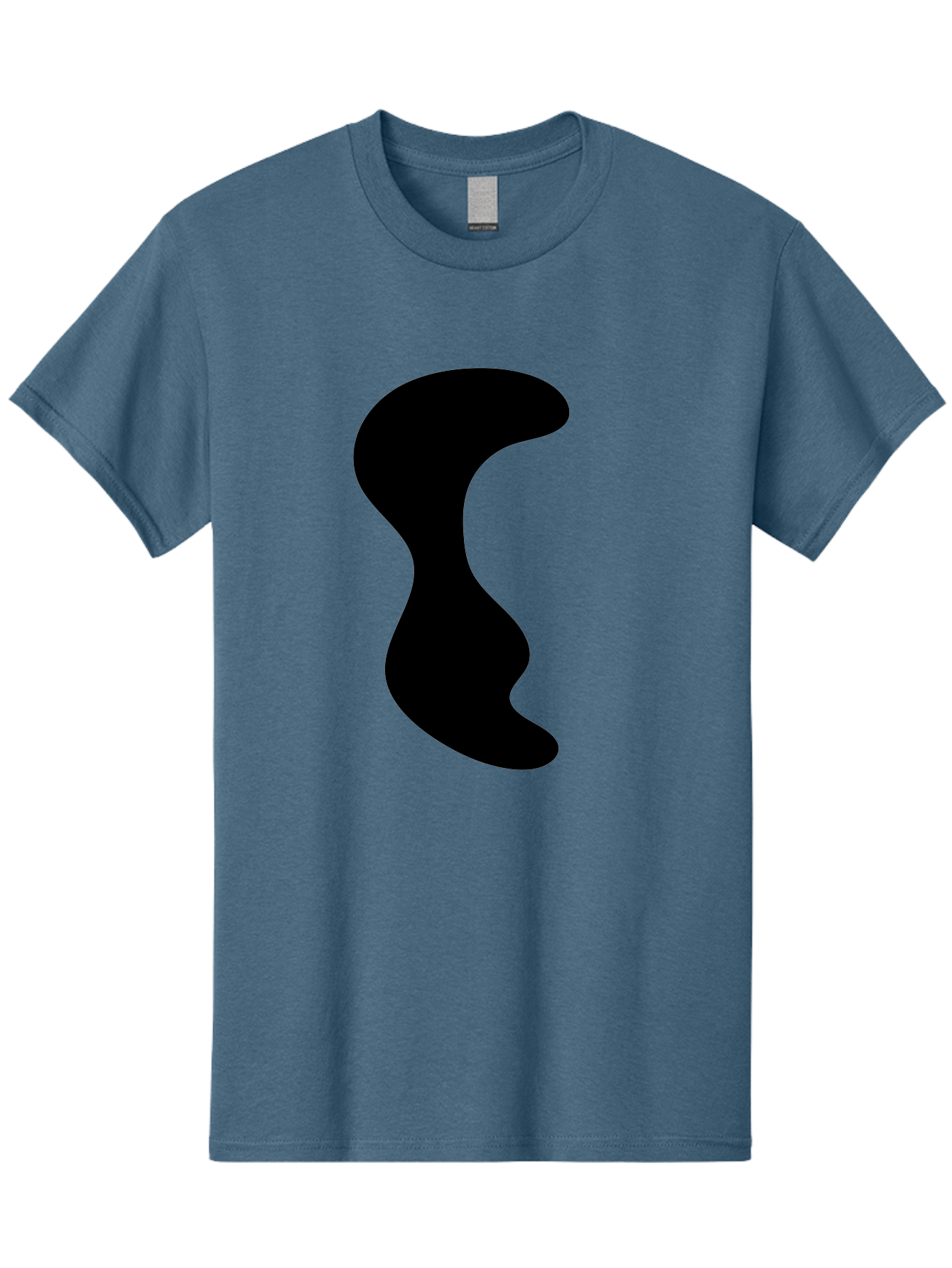 Black-Wavy-Shape Men'S Graphic Tee, 100% Cotton, Comfortable Casual Summer Wear, Machine Washable, Abstract Black Shape, Fluid Design, Modern Art, Sleek Silhouette, Minimalist Graphics, Dynamic Curve -  Aaa399