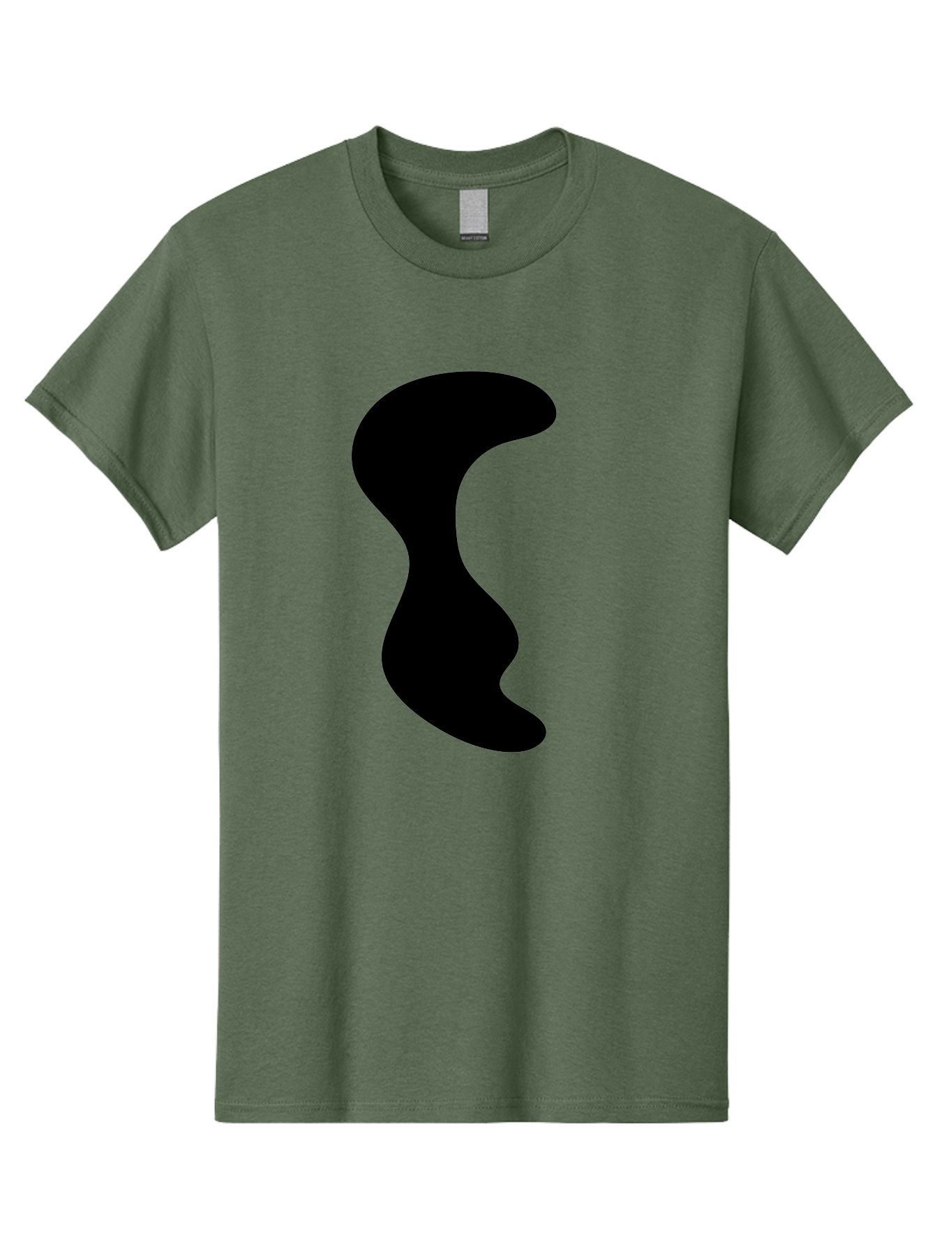 Black-Wavy-Shape Men'S Graphic Tee, 100% Cotton, Comfortable Casual Summer Wear, Machine Washable, Abstract Black Shape, Fluid Design, Modern Art, Sleek Silhouette, Minimalist Graphics, Dynamic Curve -  Aaa399