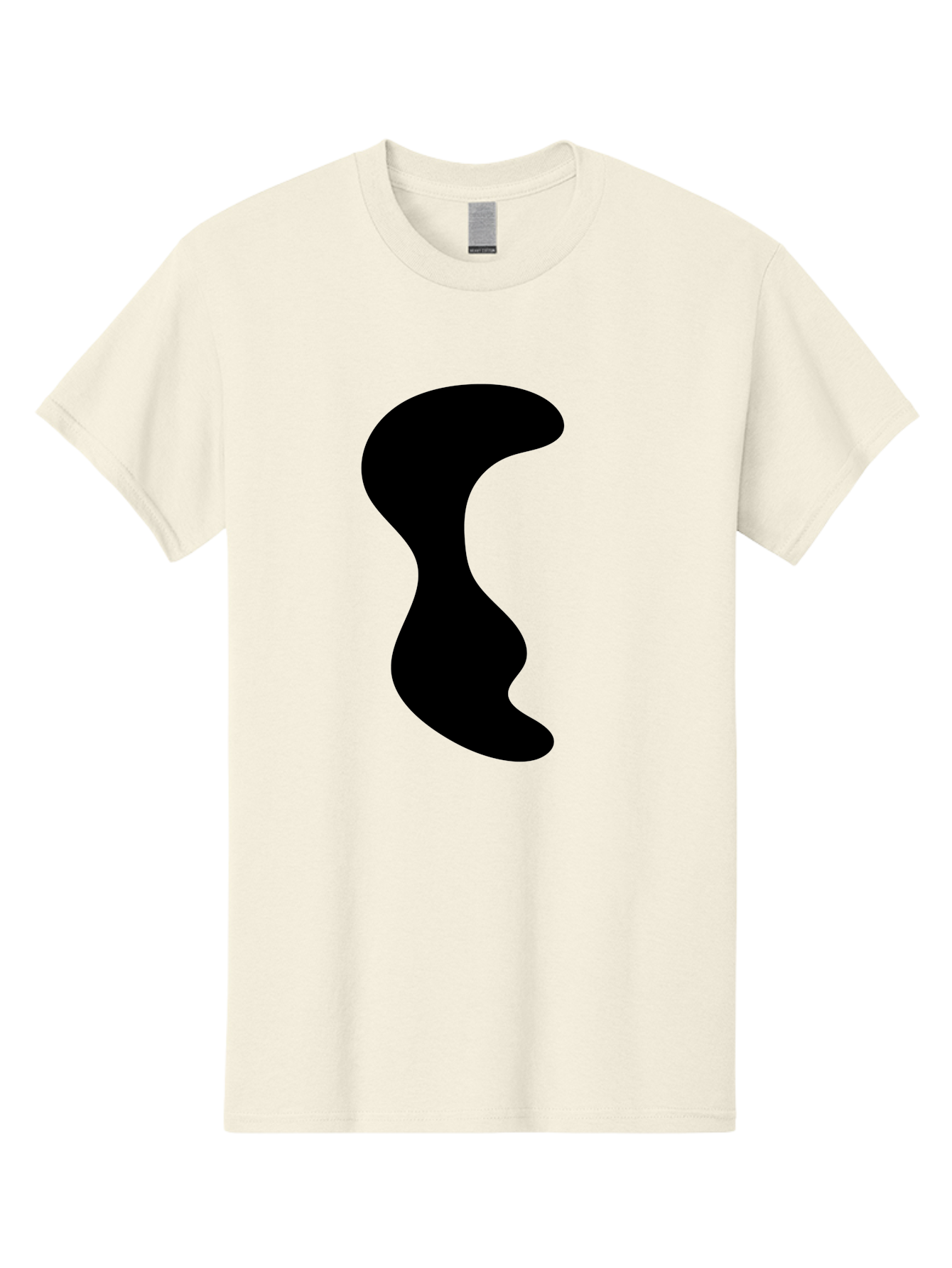 Black-Wavy-Shape Men'S Graphic Tee, 100% Cotton, Comfortable Casual Summer Wear, Machine Washable, Abstract Black Shape, Fluid Design, Modern Art, Sleek Silhouette, Minimalist Graphics, Dynamic Curve -  Aaa399