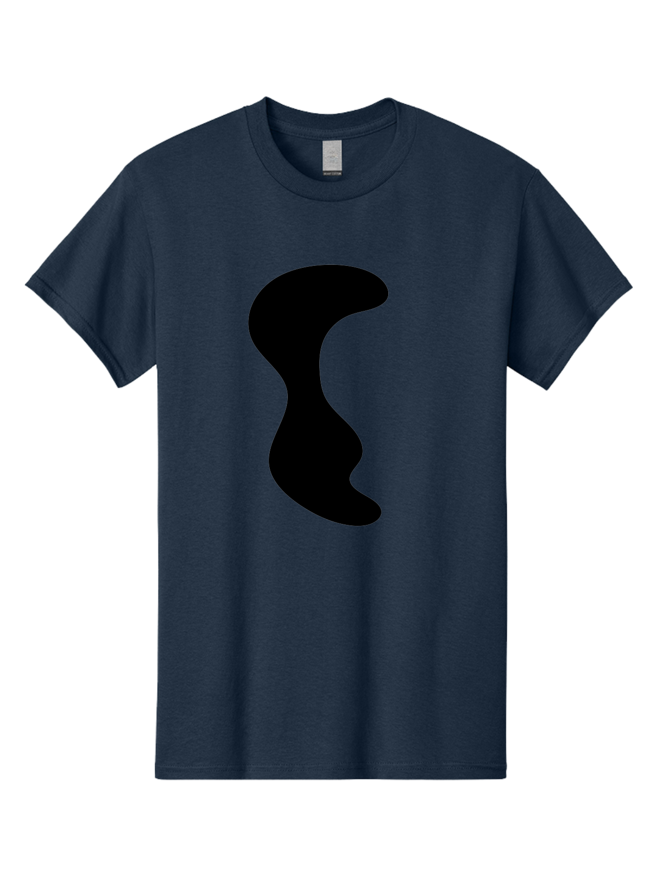 Black-Wavy-Shape Men'S Graphic Tee, 100% Cotton, Comfortable Casual Summer Wear, Machine Washable, Abstract Black Shape, Fluid Design, Modern Art, Sleek Silhouette, Minimalist Graphics, Dynamic Curve -  Aaa399