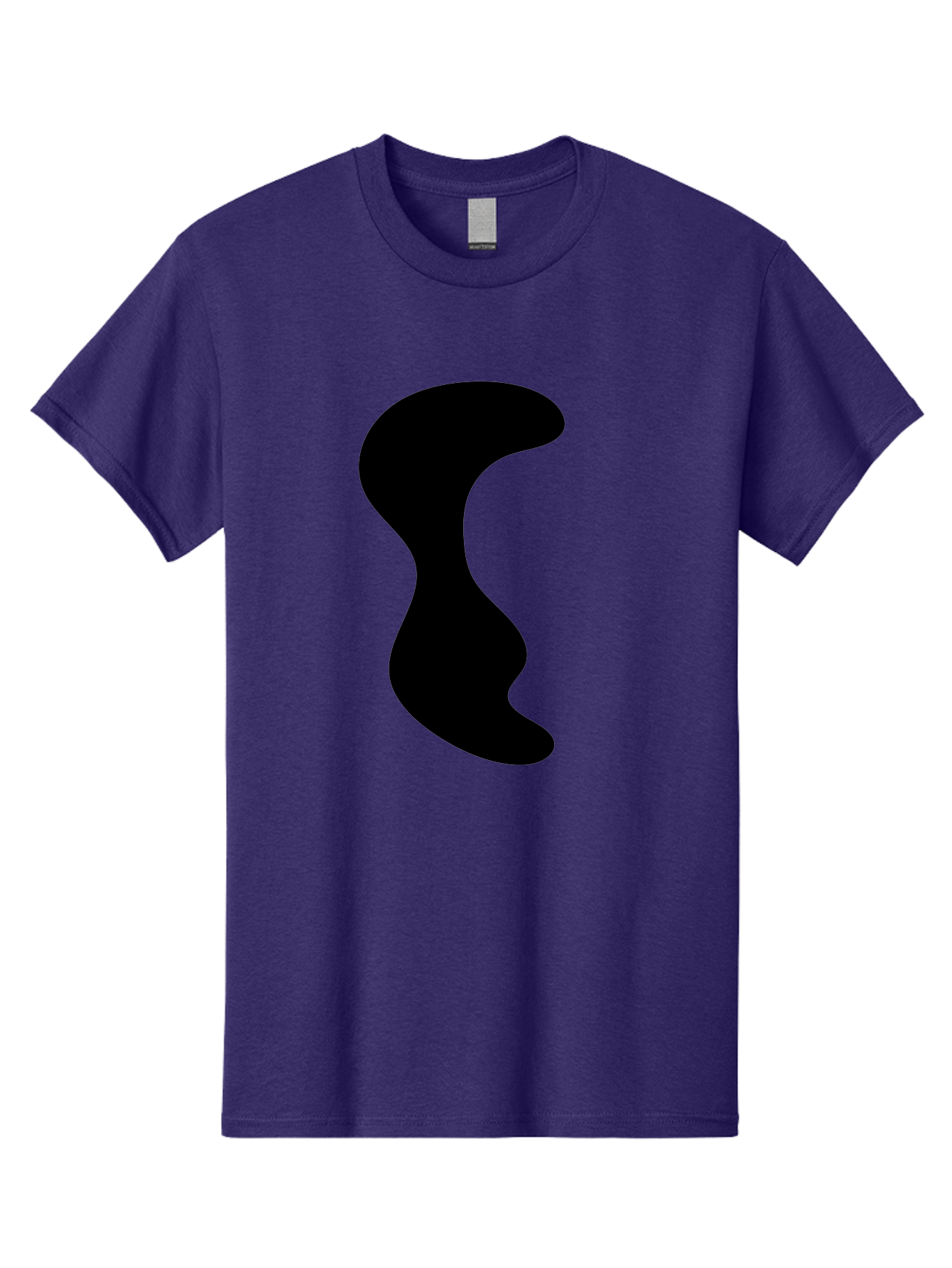Black-Wavy-Shape Men'S Graphic Tee, 100% Cotton, Comfortable Casual Summer Wear, Machine Washable, Abstract Black Shape, Fluid Design, Modern Art, Sleek Silhouette, Minimalist Graphics, Dynamic Curve -  Aaa399