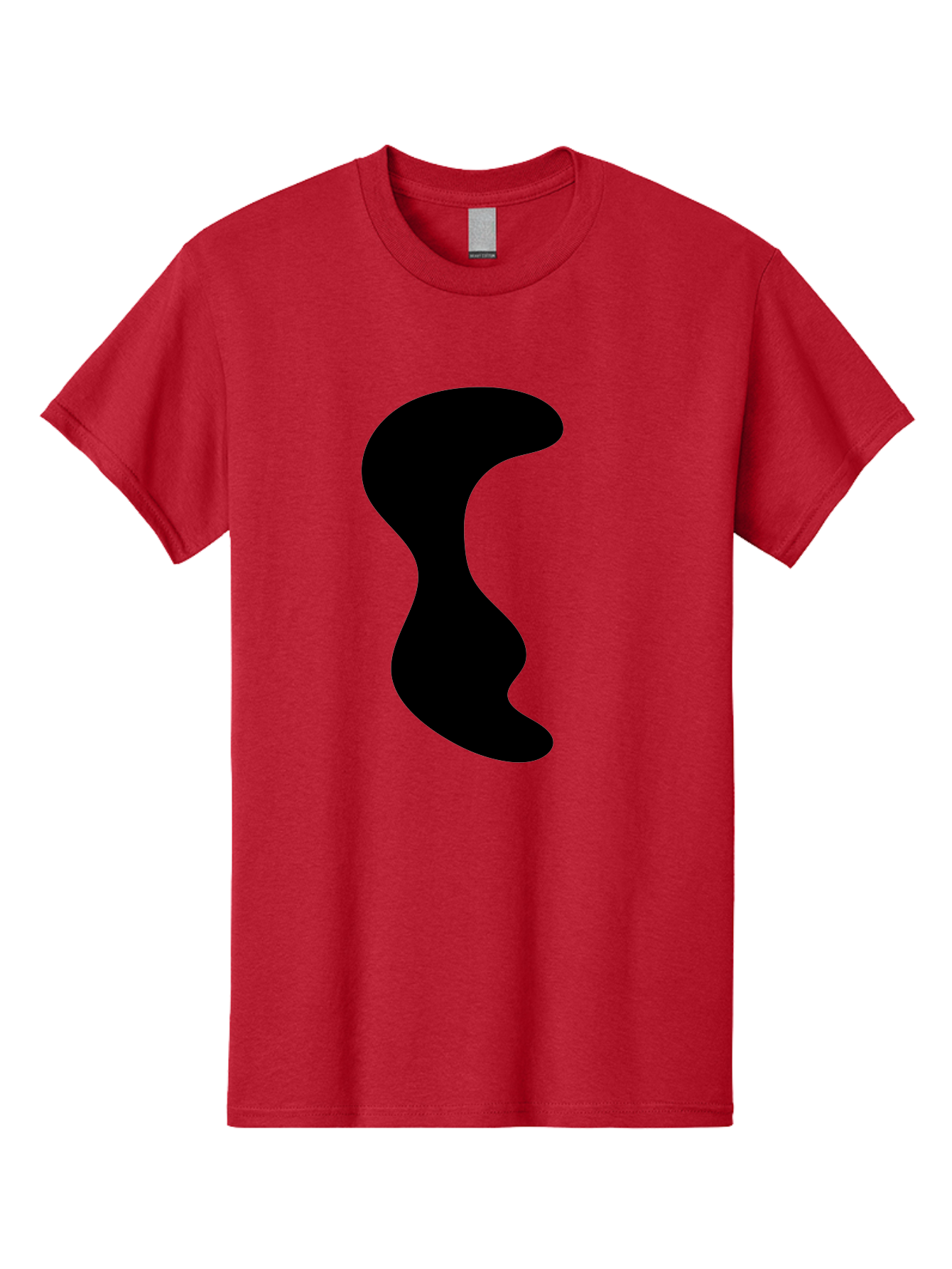 Black-Wavy-Shape Men'S Graphic Tee, 100% Cotton, Comfortable Casual Summer Wear, Machine Washable, Abstract Black Shape, Fluid Design, Modern Art, Sleek Silhouette, Minimalist Graphics, Dynamic Curve -  Aaa399