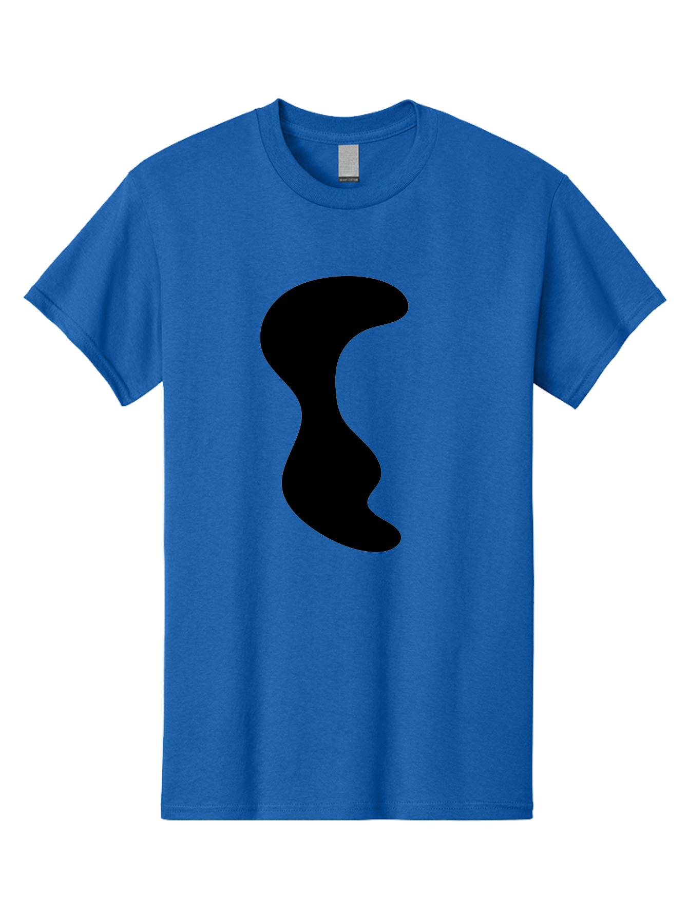 Black-Wavy-Shape Men'S Graphic Tee, 100% Cotton, Comfortable Casual Summer Wear, Machine Washable, Abstract Black Shape, Fluid Design, Modern Art, Sleek Silhouette, Minimalist Graphics, Dynamic Curve -  Aaa399
