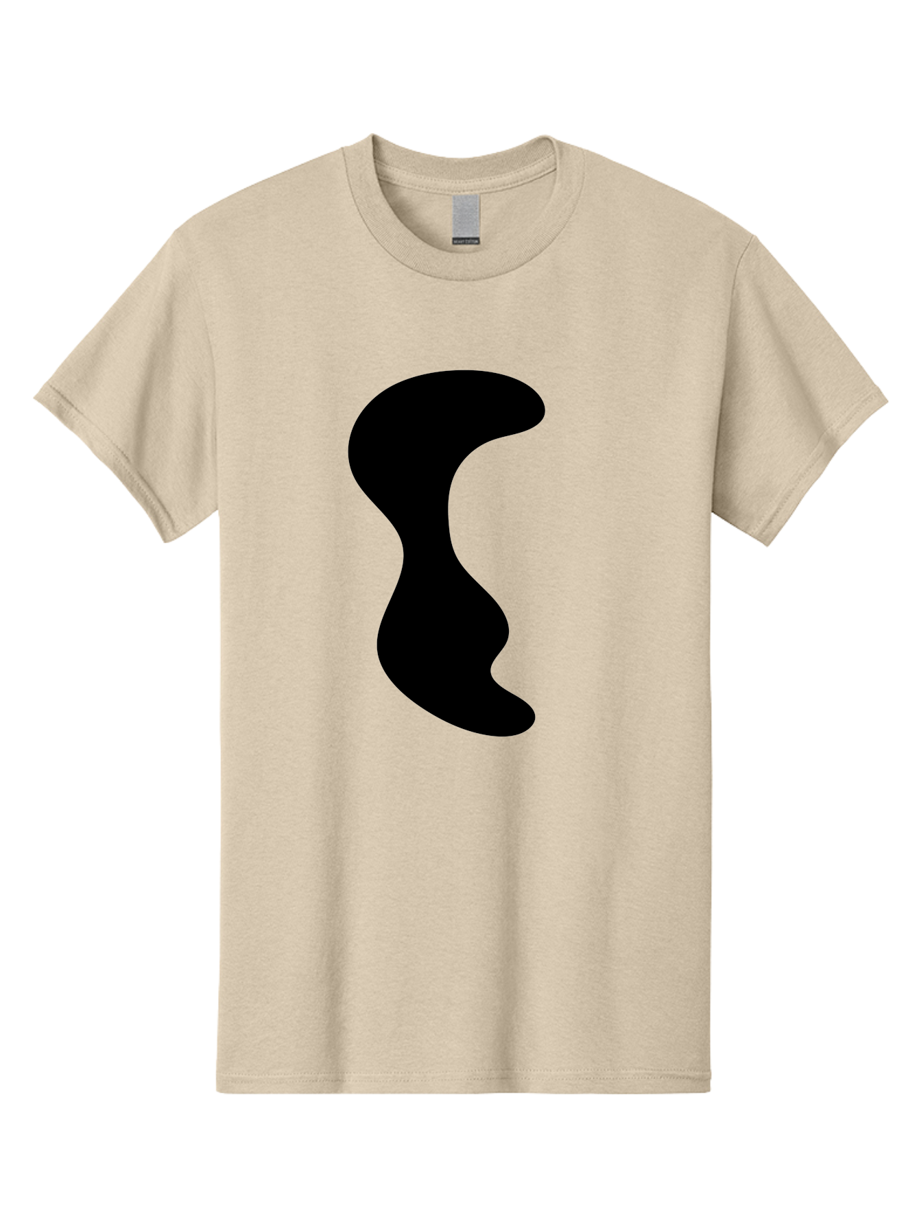 Black-Wavy-Shape Men'S Graphic Tee, 100% Cotton, Comfortable Casual Summer Wear, Machine Washable, Abstract Black Shape, Fluid Design, Modern Art, Sleek Silhouette, Minimalist Graphics, Dynamic Curve -  Aaa399