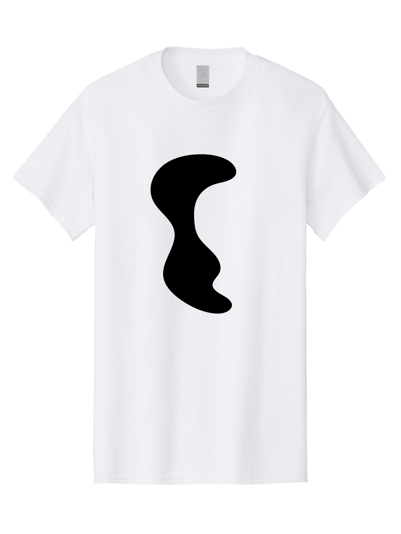 Black-Wavy-Shape Men'S Graphic Tee, 100% Cotton, Comfortable Casual Summer Wear, Machine Washable, Abstract Black Shape, Fluid Design, Modern Art, Sleek Silhouette, Minimalist Graphics, Dynamic Curve -  Aaa399