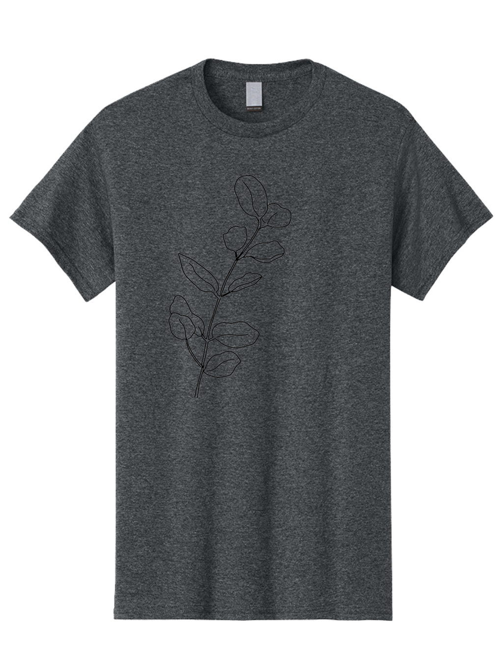 Branch-With-Leaves Men'S Graphic Tee, 100% Cotton, Comfortable Casual Summer Wear, Machine Washable, Simple Line Drawing, Leafy Branch, Minimalist Art, Black Outline, Foliage, Botanical Illustration, Simple Shapes, Natural Elements -  Aaa401