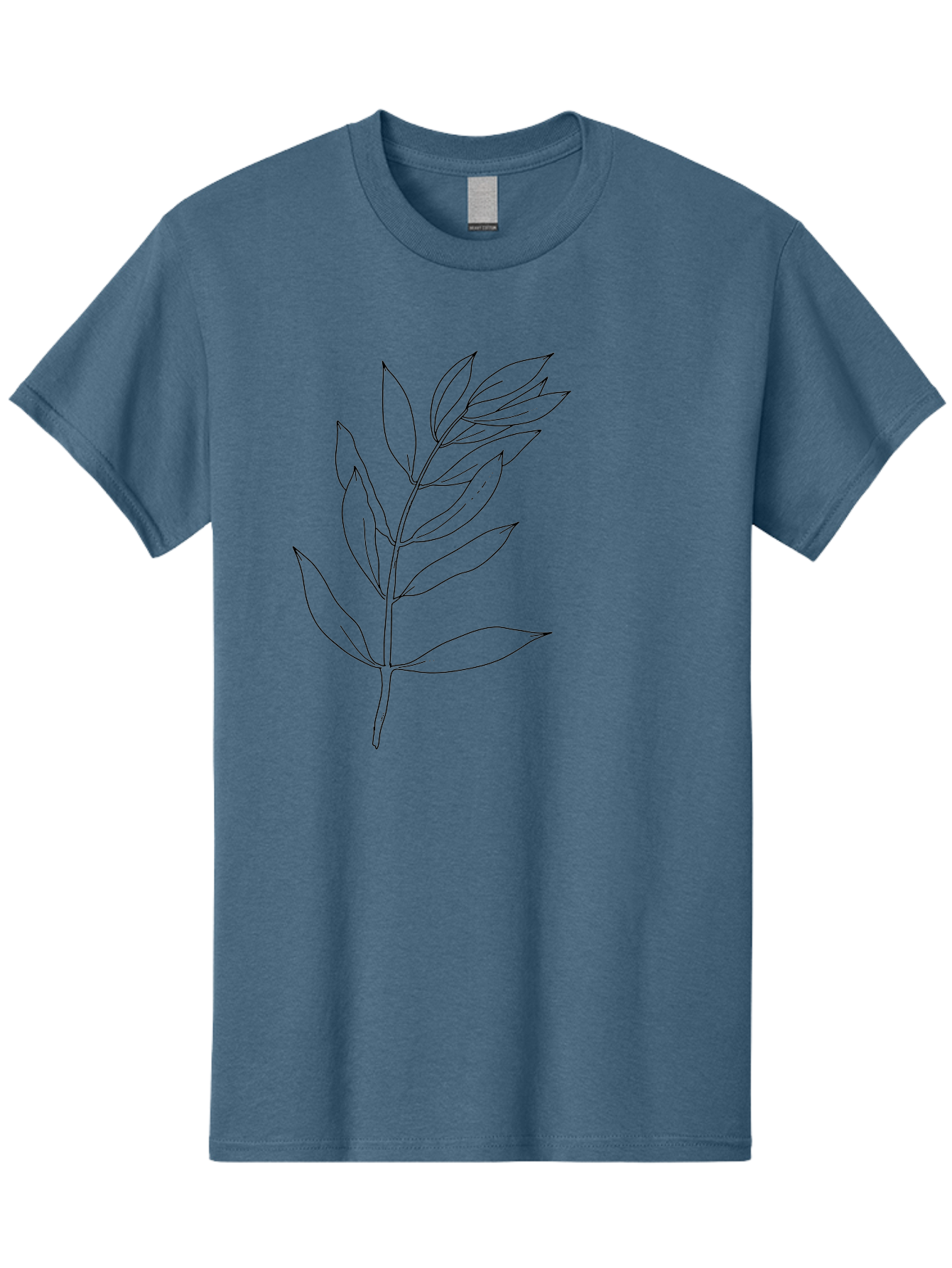 Branch Men'S Graphic Tee, 100% Cotton, Comfortable Casual Summer Wear, Machine Washable, Simple Leaf Design, Black Outline, Minimalistic Art, Botanical Illustration, Leaf Pattern, Foliage, Graphic Design, Nature-Inspired -  Aaa402