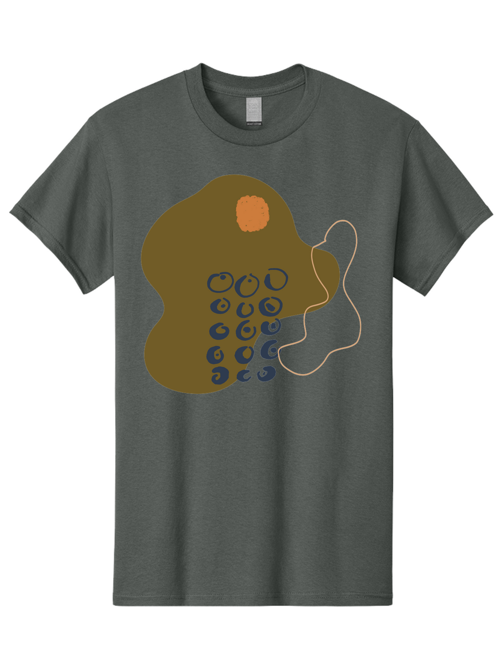 Brown-Blob Men'S Graphic Tee, 100% Cotton, Comfortable Casual Summer Wear, Machine Washable, Abstract Art, Modern Design, Blue Circles, Brown Blob, Irregular Shape, Creative Expression, Digital Illustration, Unique Pattern -  Aaa403