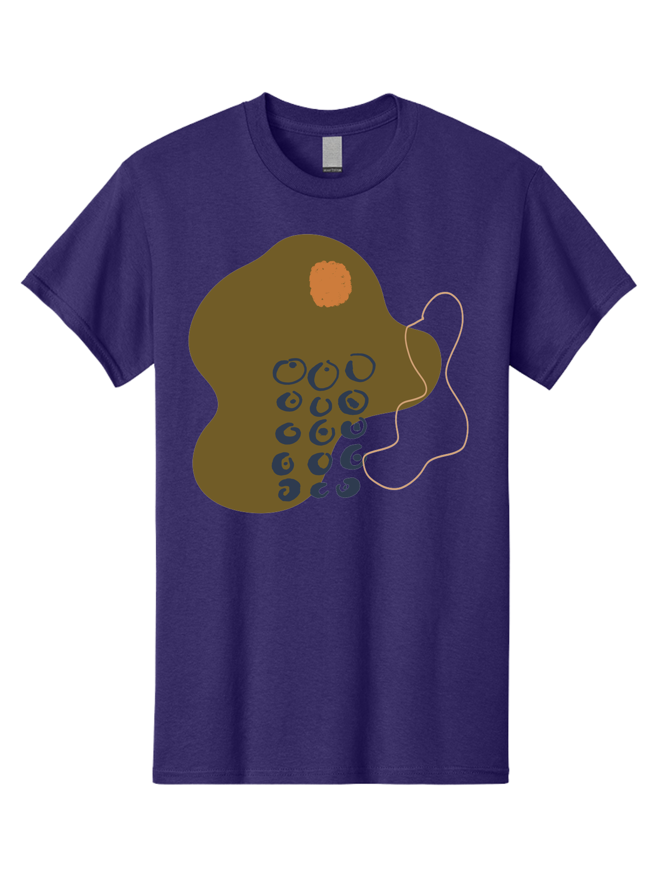 Brown-Blob Men'S Graphic Tee, 100% Cotton, Comfortable Casual Summer Wear, Machine Washable, Abstract Art, Modern Design, Blue Circles, Brown Blob, Irregular Shape, Creative Expression, Digital Illustration, Unique Pattern -  Aaa403