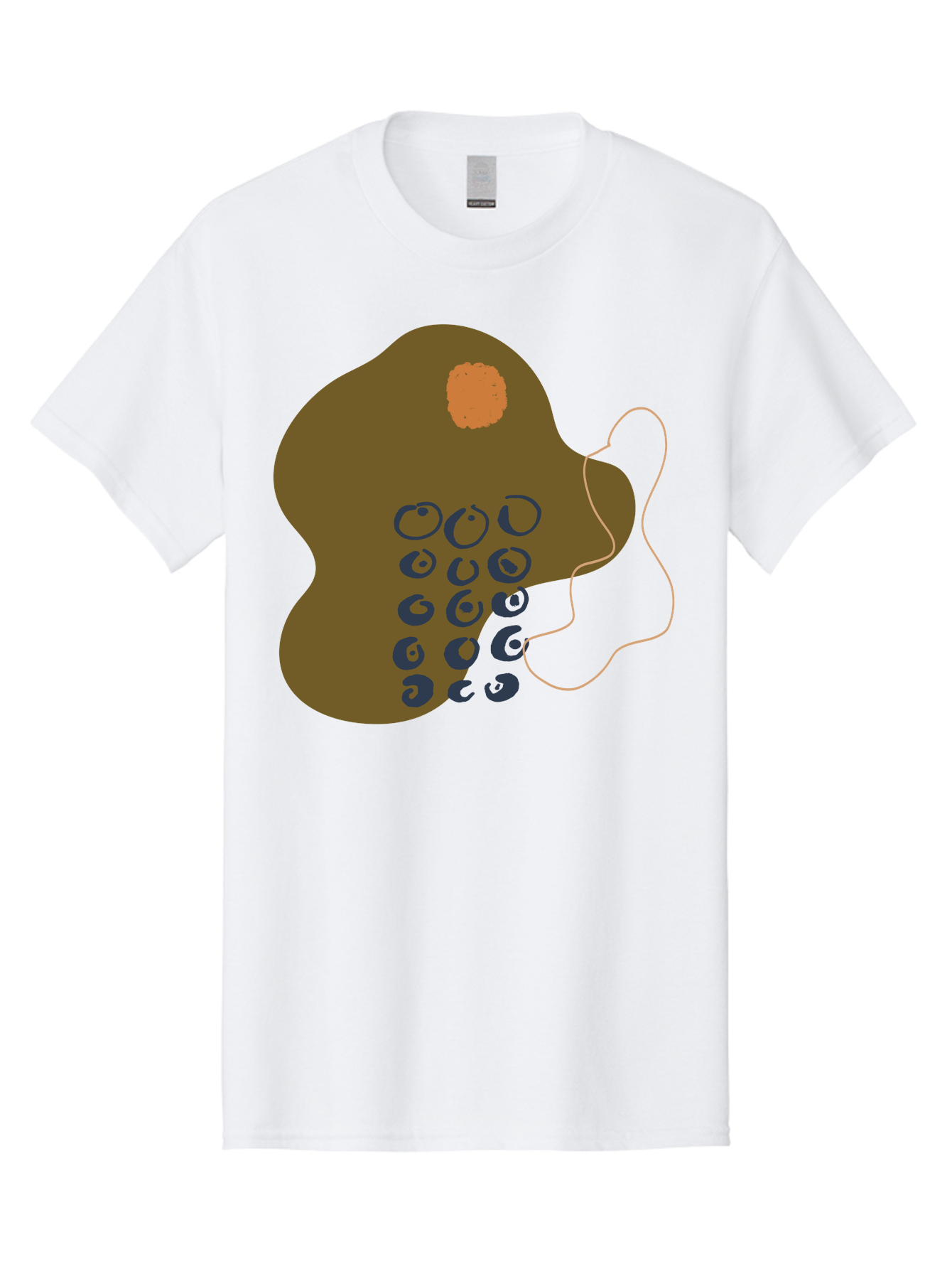 Brown-Blob Men'S Graphic Tee, 100% Cotton, Comfortable Casual Summer Wear, Machine Washable, Abstract Art, Modern Design, Blue Circles, Brown Blob, Irregular Shape, Creative Expression, Digital Illustration, Unique Pattern -  Aaa403