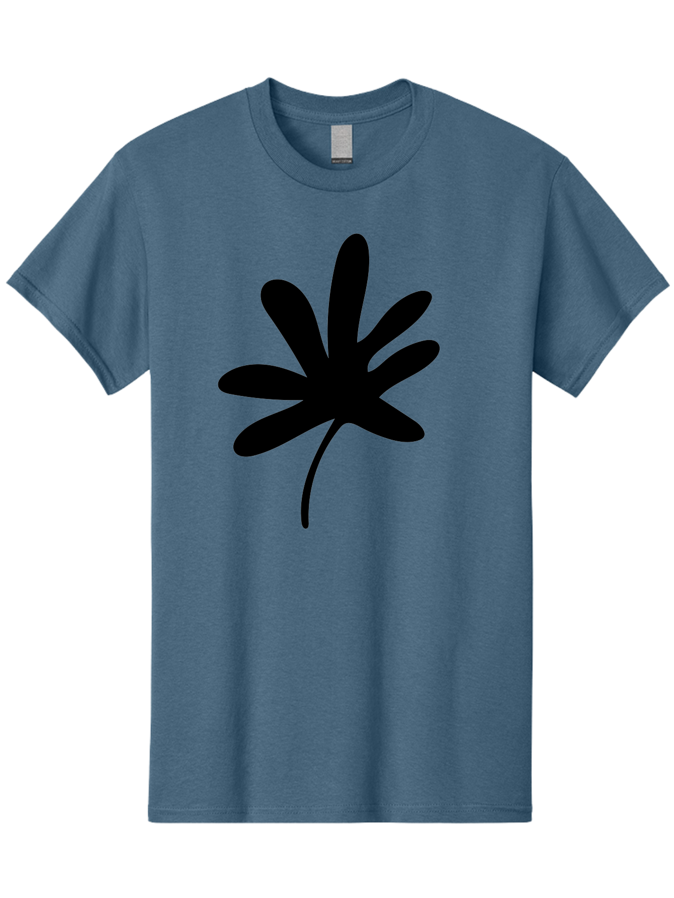 Cannabis-Leaf-2 Men'S Graphic Tee, 100% Cotton, Comfortable Casual Summer Wear, Machine Washable, Cannabis Leaf, Marijuana Symbol, Seven Pointed Leaf, Black Silhouette, Simple Design, Graphic Icon, Cannabis Culture, Weed Leaf -  Aaa407