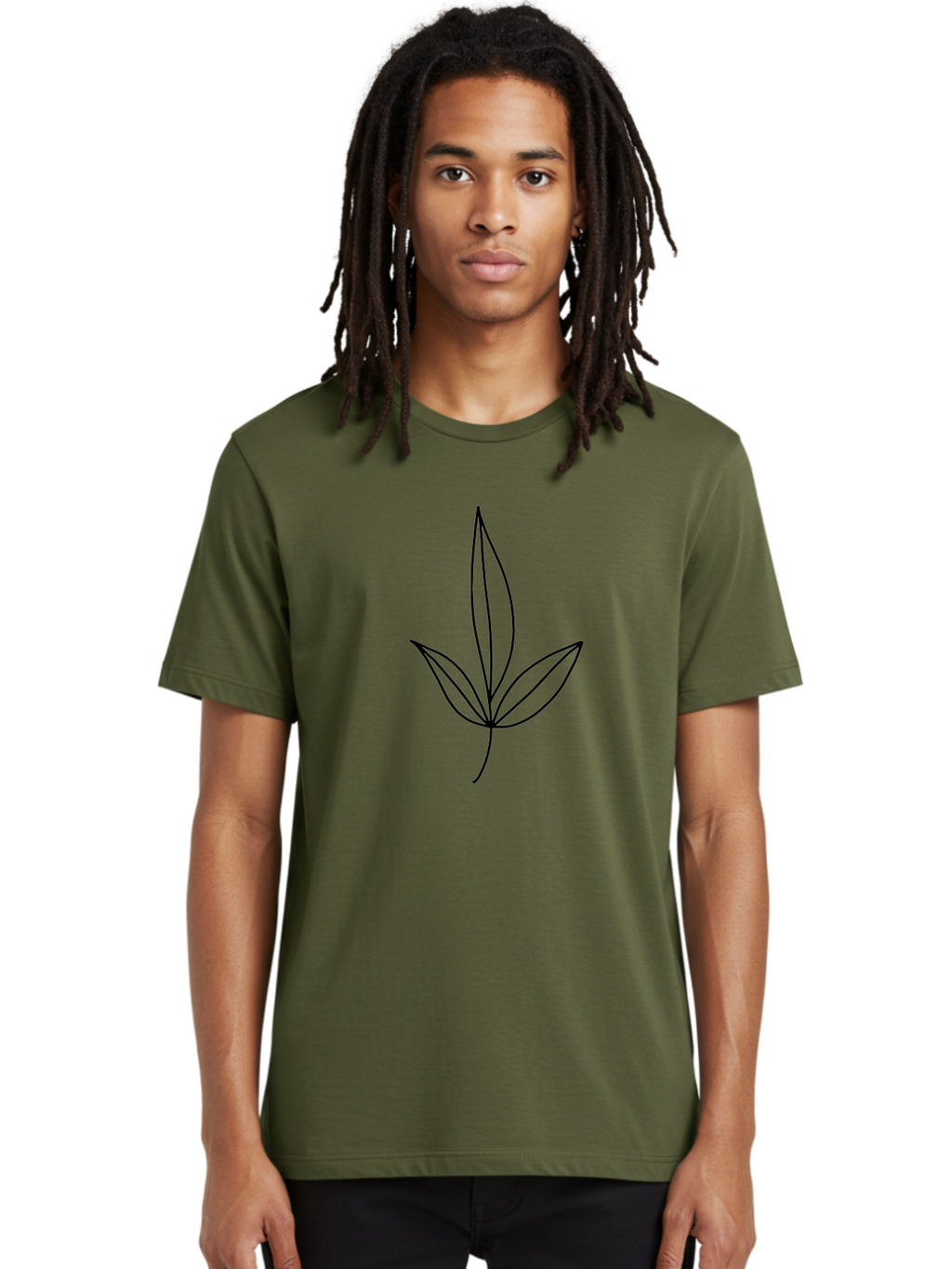Cannabis-Leaf Men'S Graphic Tee, 100% Cotton, Comfortable Casual Summer Wear, Machine Washable, Cannabis Leaf, Marijuana Symbol, Minimalist Design, Simple Shapes, Black Outline, Cannabis Culture, Herb Icon, Simple Graphics -  Aaa410