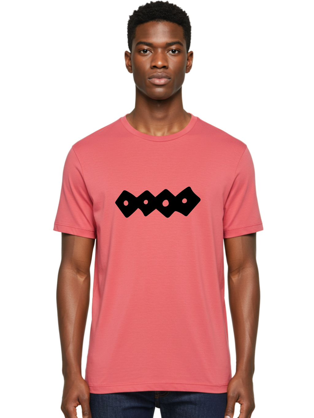Chain-Links Men'S Graphic Tee, 100% Cotton, Comfortable Casual Summer Wear, Machine Washable, Black Logo Design, Minimalist Branding, Circular Elements, Modern Graphic Design, Abstract Symbol, Corporate Identity -  Aaa411