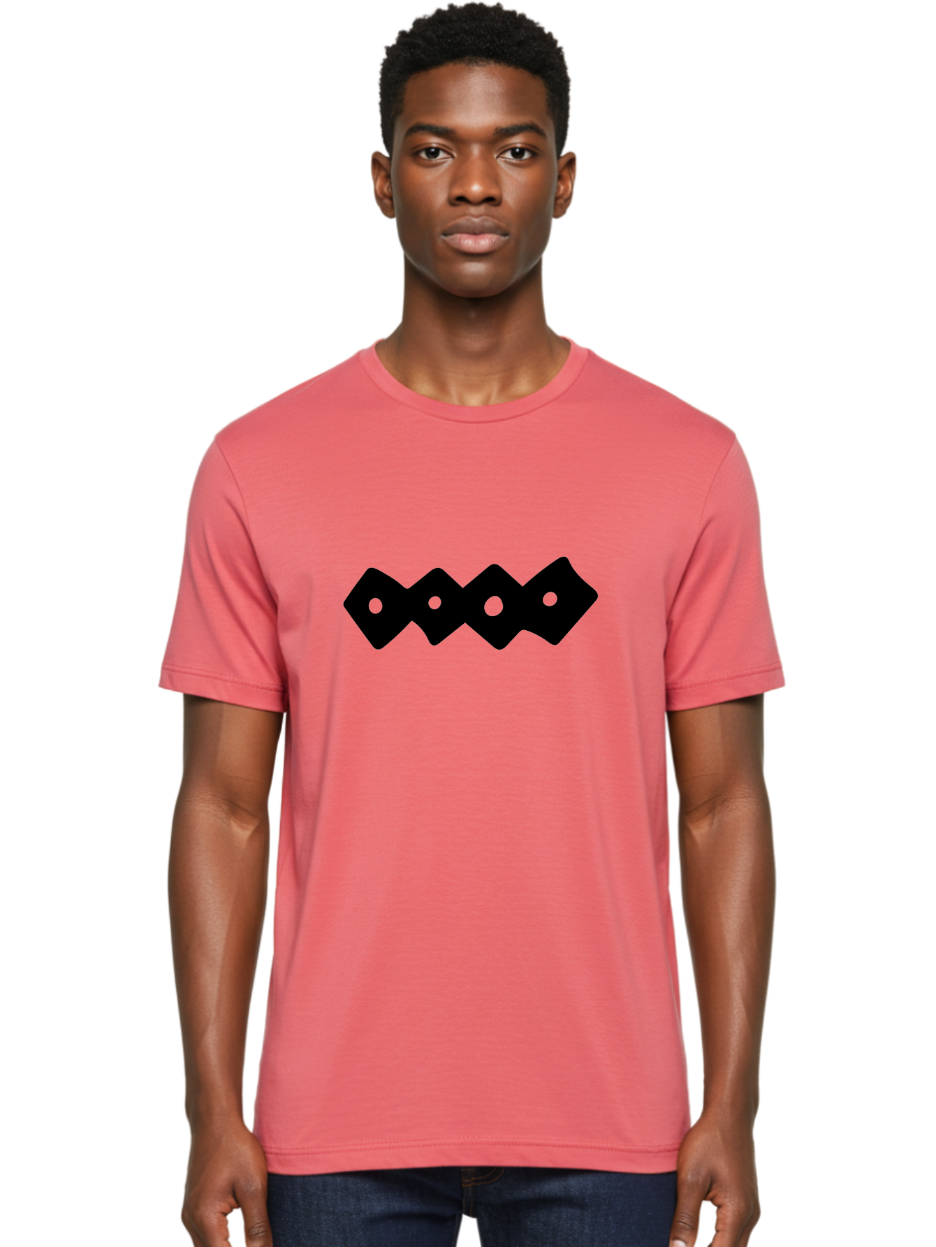 Chain-Links Men'S Graphic Tee, 100% Cotton, Comfortable Casual Summer Wear, Machine Washable, Black Logo Design, Minimalist Branding, Circular Elements, Modern Graphic Design, Abstract Symbol, Corporate Identity -  Aaa411