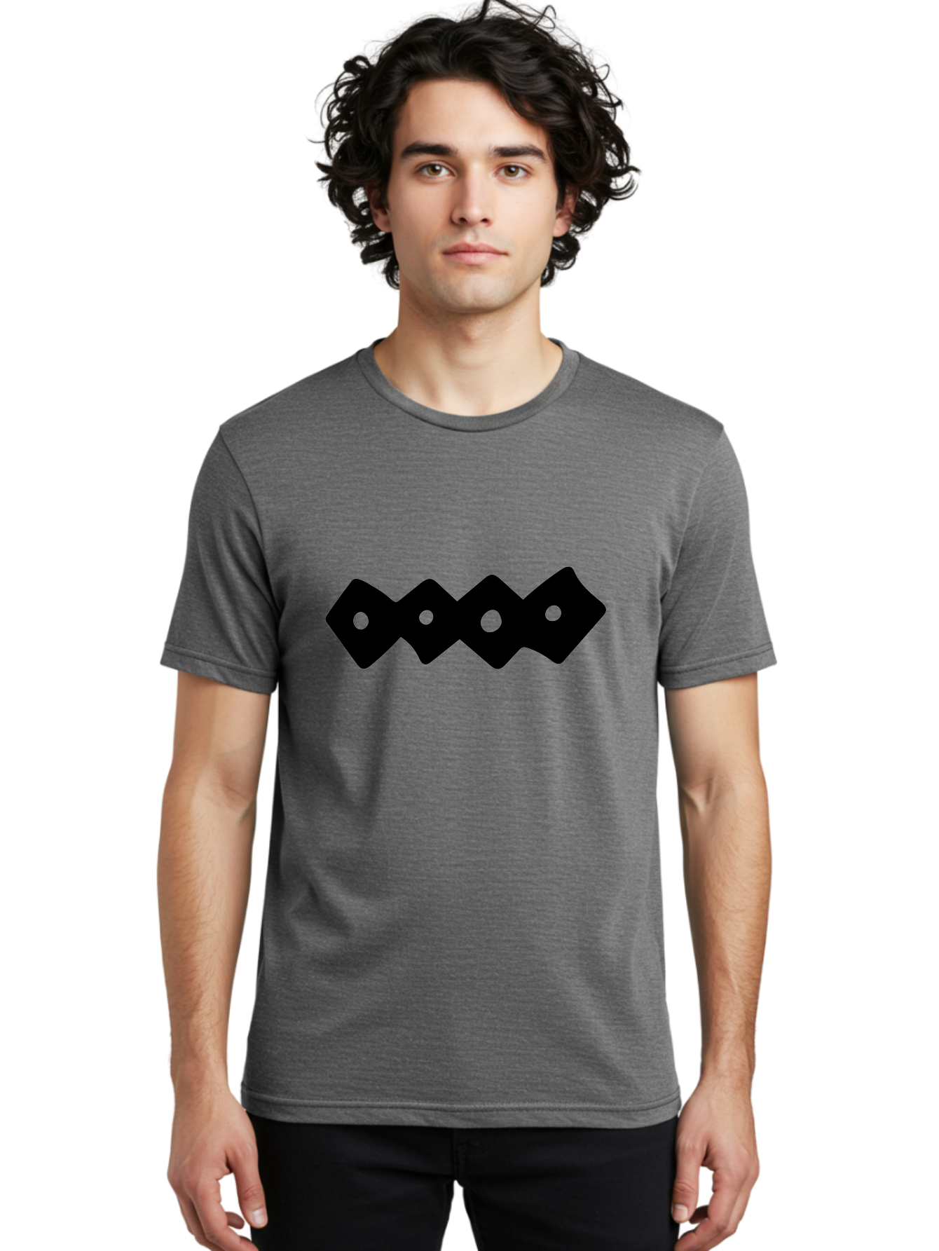 Chain-Links Men'S Graphic Tee, 100% Cotton, Comfortable Casual Summer Wear, Machine Washable, Black Logo Design, Minimalist Branding, Circular Elements, Modern Graphic Design, Abstract Symbol, Corporate Identity -  Aaa411