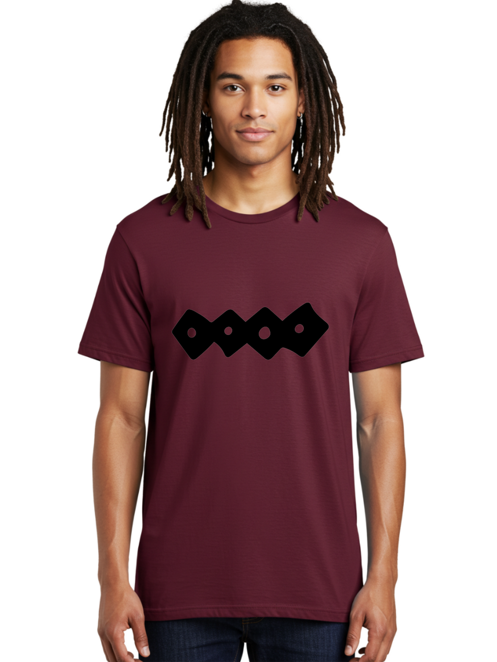 Chain-Links Men'S Graphic Tee, 100% Cotton, Comfortable Casual Summer Wear, Machine Washable, Black Logo Design, Minimalist Branding, Circular Elements, Modern Graphic Design, Abstract Symbol, Corporate Identity -  Aaa411