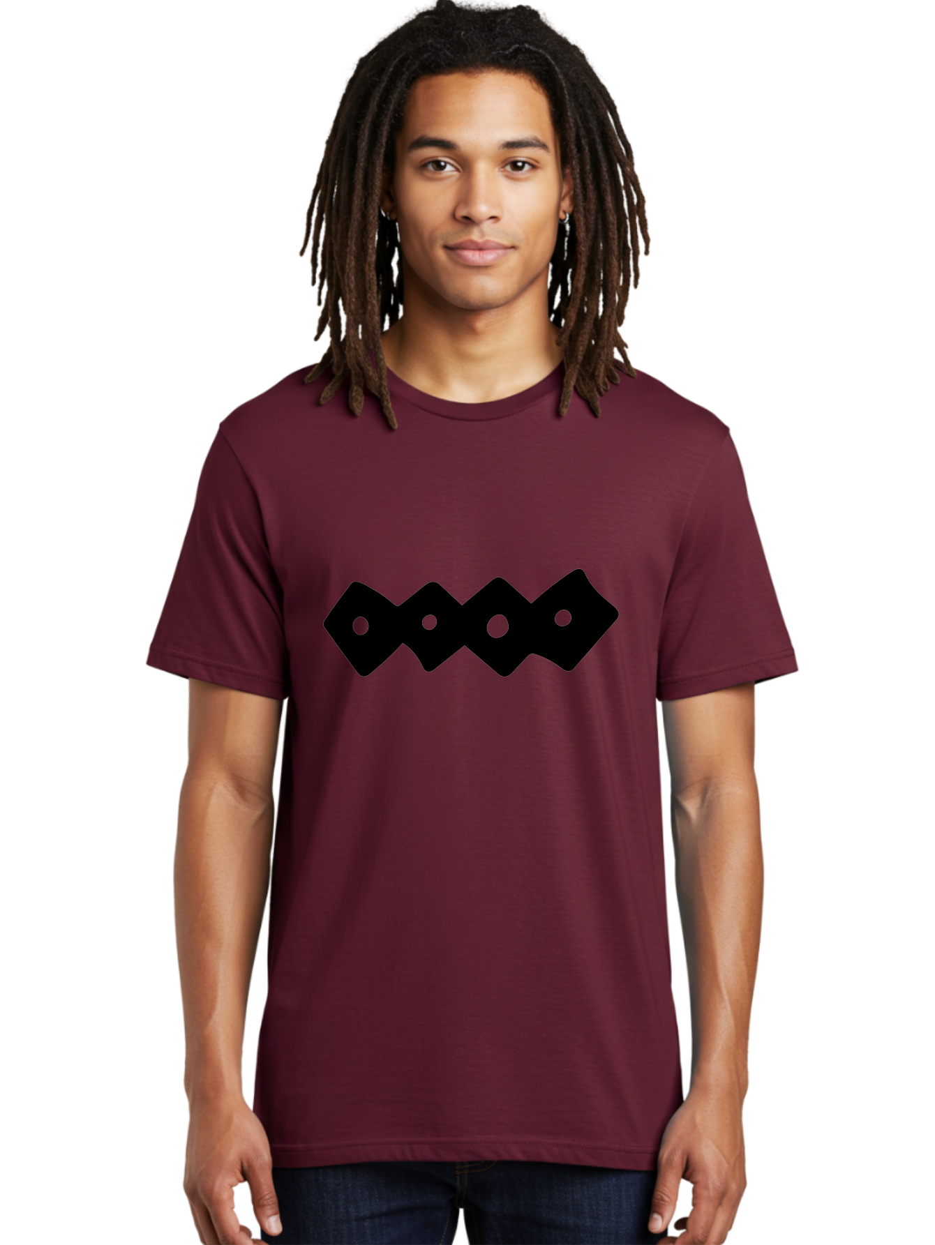 Chain-Links Men'S Graphic Tee, 100% Cotton, Comfortable Casual Summer Wear, Machine Washable, Black Logo Design, Minimalist Branding, Circular Elements, Modern Graphic Design, Abstract Symbol, Corporate Identity -  Aaa411