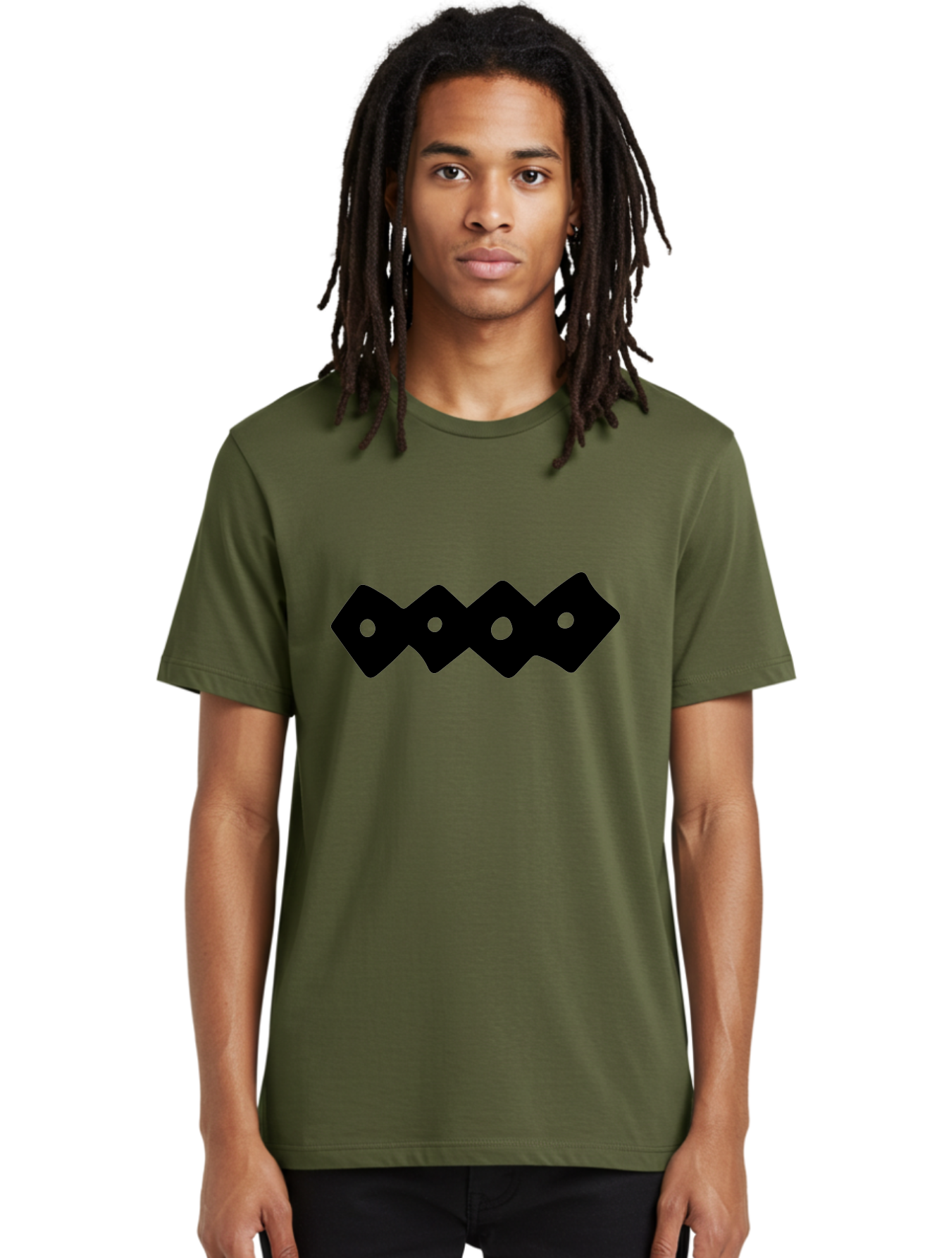 Chain-Links Men'S Graphic Tee, 100% Cotton, Comfortable Casual Summer Wear, Machine Washable, Black Logo Design, Minimalist Branding, Circular Elements, Modern Graphic Design, Abstract Symbol, Corporate Identity -  Aaa411