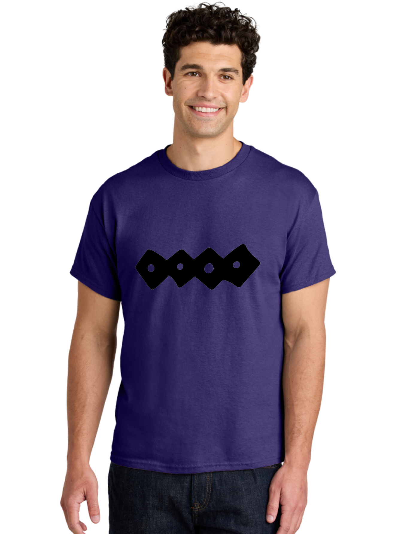 Chain-Links Men'S Graphic Tee, 100% Cotton, Comfortable Casual Summer Wear, Machine Washable, Black Logo Design, Minimalist Branding, Circular Elements, Modern Graphic Design, Abstract Symbol, Corporate Identity -  Aaa411