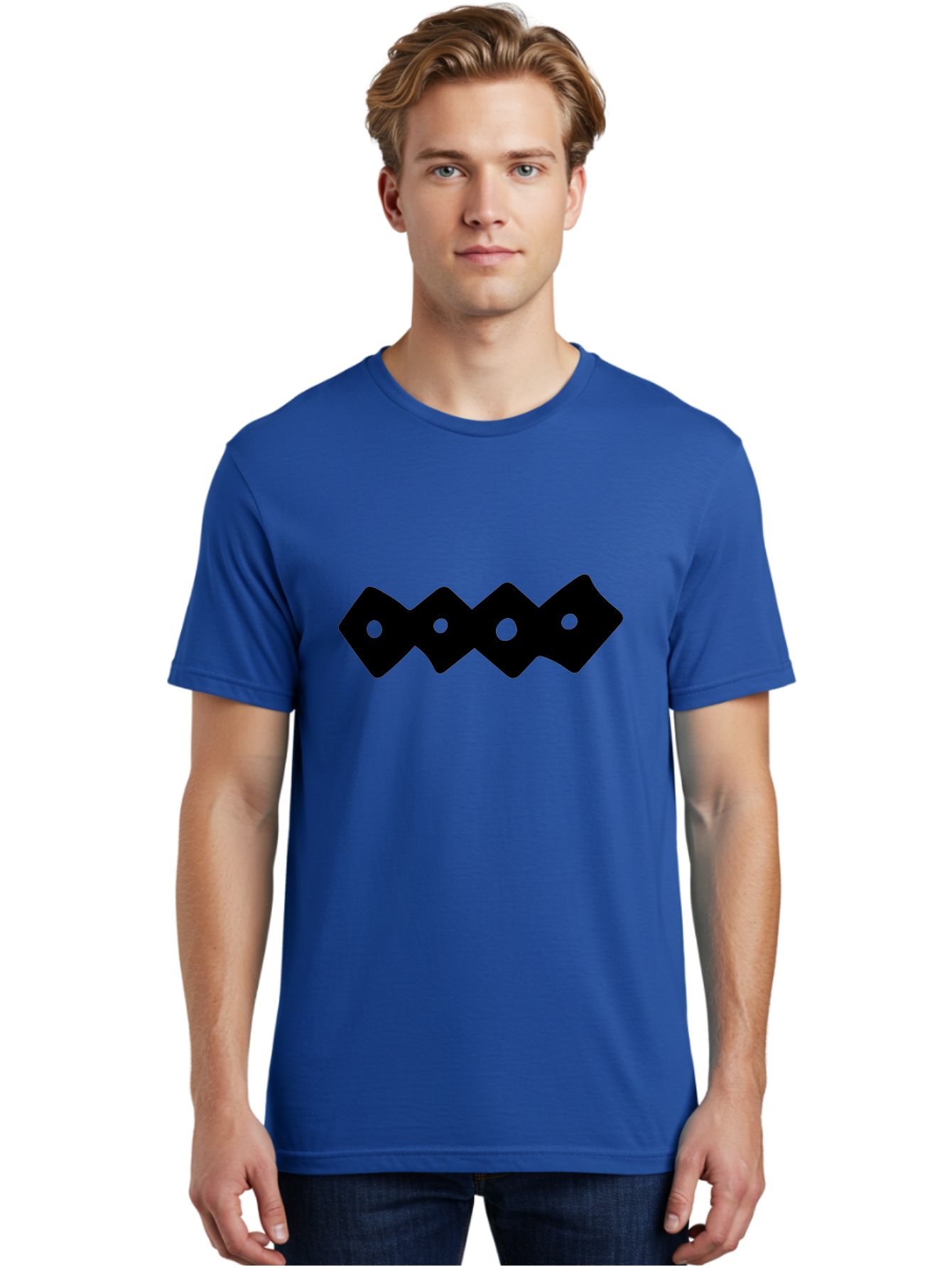 Chain-Links Men'S Graphic Tee, 100% Cotton, Comfortable Casual Summer Wear, Machine Washable, Black Logo Design, Minimalist Branding, Circular Elements, Modern Graphic Design, Abstract Symbol, Corporate Identity -  Aaa411