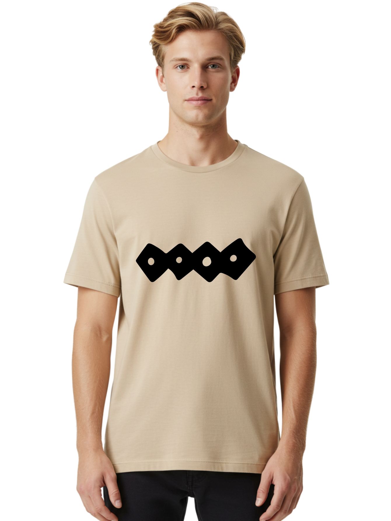 Chain-Links Men'S Graphic Tee, 100% Cotton, Comfortable Casual Summer Wear, Machine Washable, Black Logo Design, Minimalist Branding, Circular Elements, Modern Graphic Design, Abstract Symbol, Corporate Identity -  Aaa411