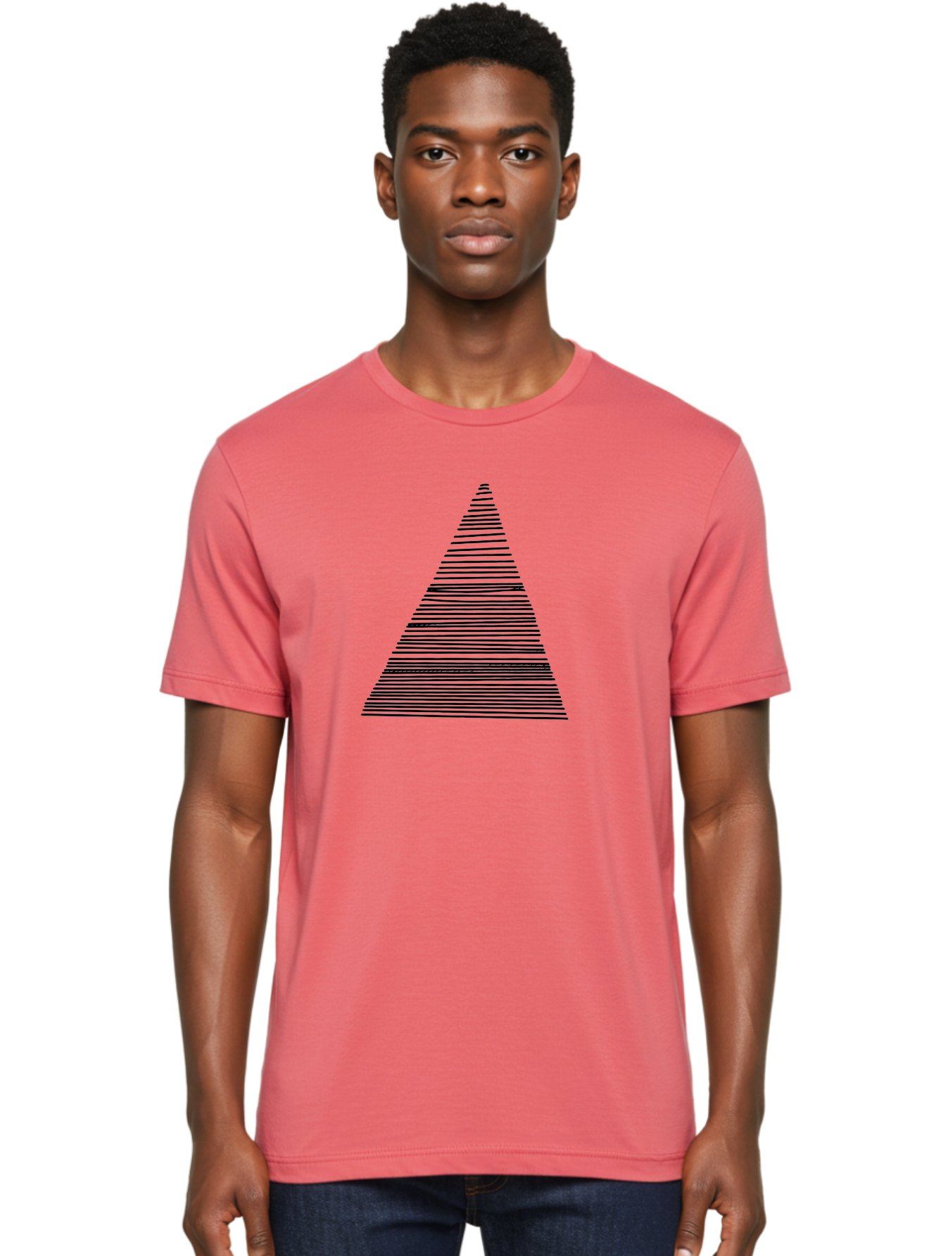 Christmas-Tree-1 Men'S Graphic Tee, 100% Cotton, Comfortable Casual Summer Wear, Machine Washable, Christmas Tree Illustration, Black Lines, Geometric Shape, Festive Design, Minimalist Art, Holiday Decoration, Simple Graphics -  Aaa412