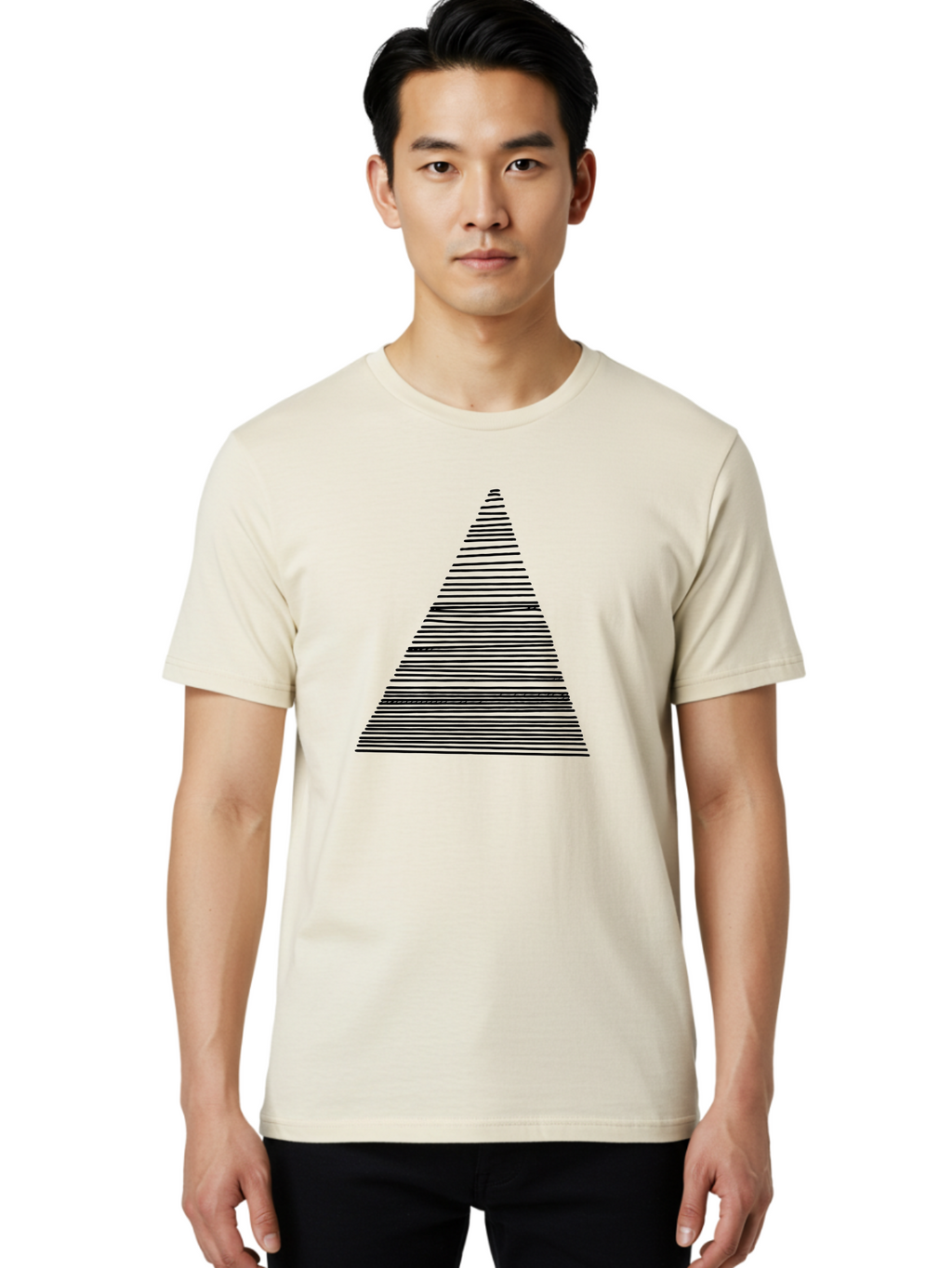 Christmas-Tree-1 Men'S Graphic Tee, 100% Cotton, Comfortable Casual Summer Wear, Machine Washable, Christmas Tree Illustration, Black Lines, Geometric Shape, Festive Design, Minimalist Art, Holiday Decoration, Simple Graphics -  Aaa412