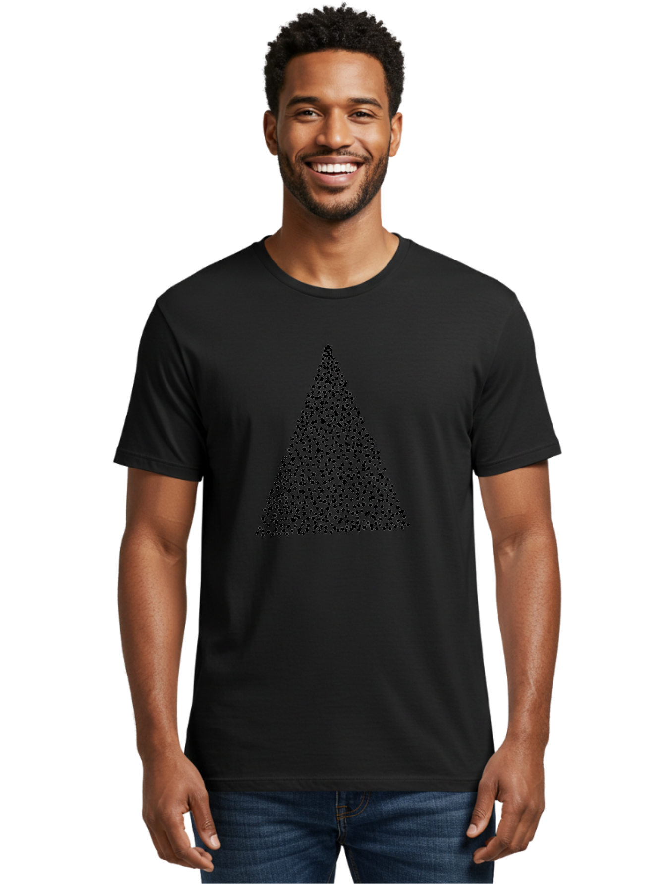 Christmas-Tree Men'S Graphic Tee, 100% Cotton, Comfortable Casual Summer Wear, Machine Washable, Christmas Tree, Black Dots Design, Festive Decor, Holiday Graphics, Minimalist Christmas, Dot Art -  Aaa413