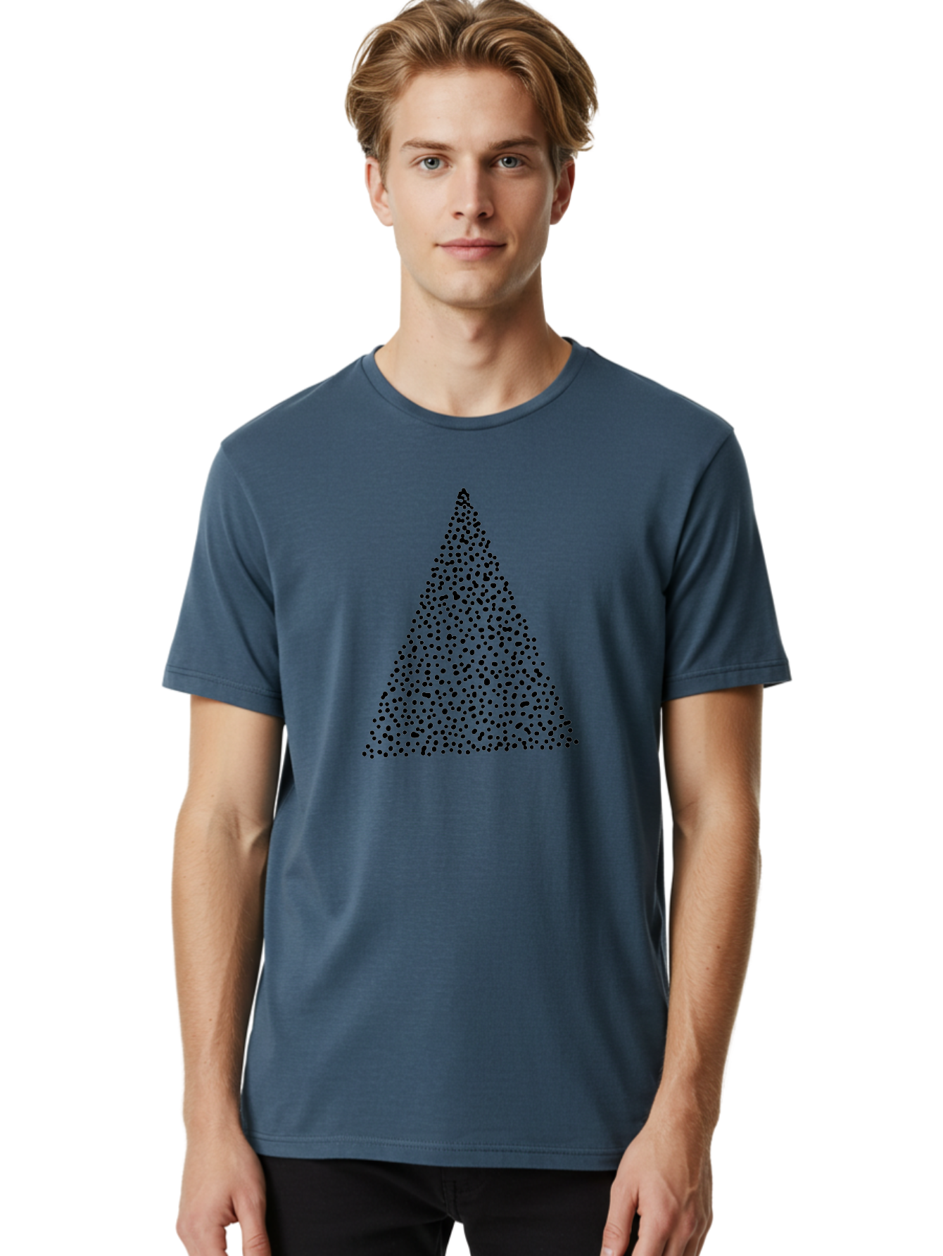 Christmas-Tree Men'S Graphic Tee, 100% Cotton, Comfortable Casual Summer Wear, Machine Washable, Christmas Tree, Black Dots Design, Festive Decor, Holiday Graphics, Minimalist Christmas, Dot Art -  Aaa413