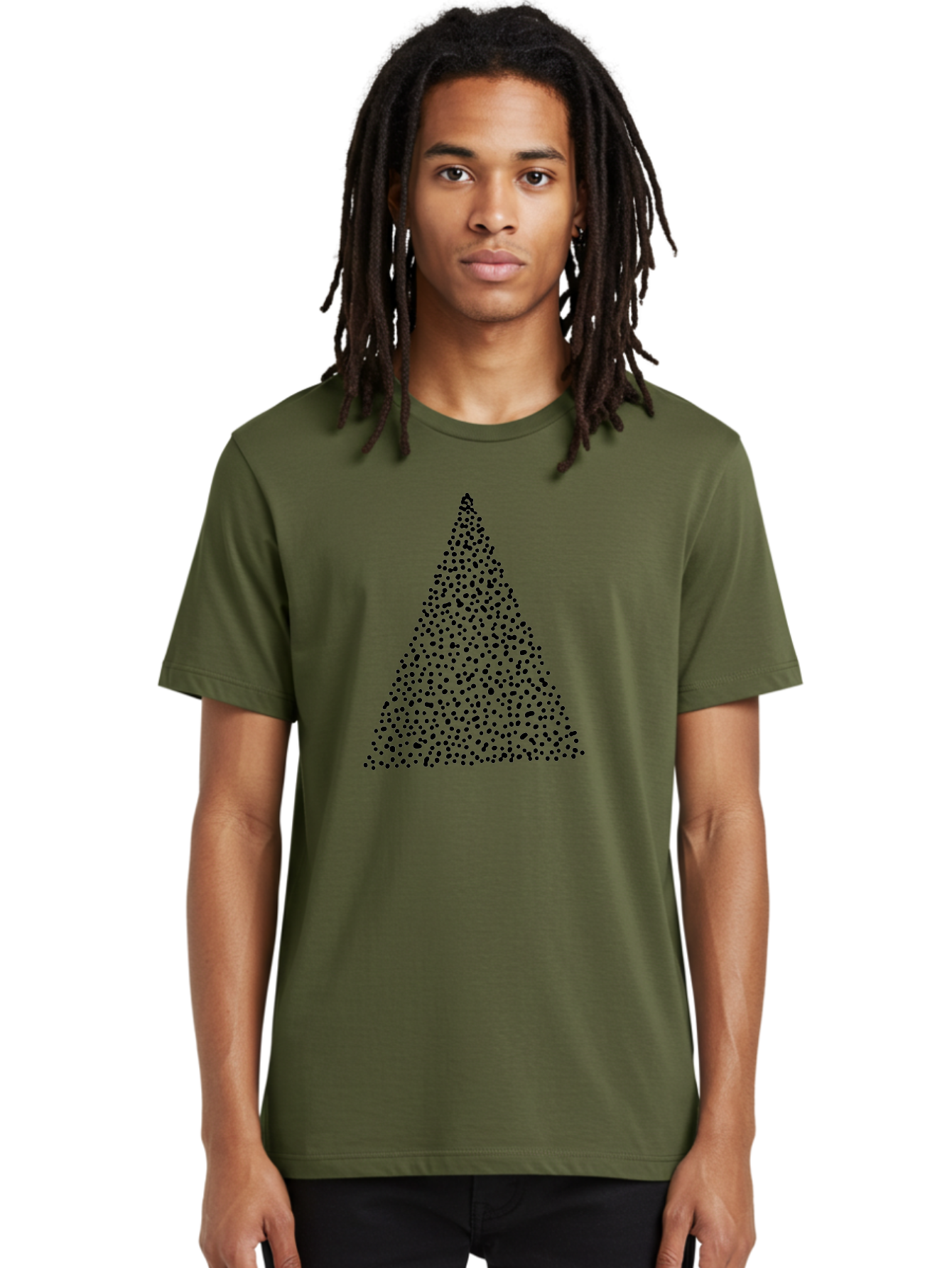Christmas-Tree Men'S Graphic Tee, 100% Cotton, Comfortable Casual Summer Wear, Machine Washable, Christmas Tree, Black Dots Design, Festive Decor, Holiday Graphics, Minimalist Christmas, Dot Art -  Aaa413