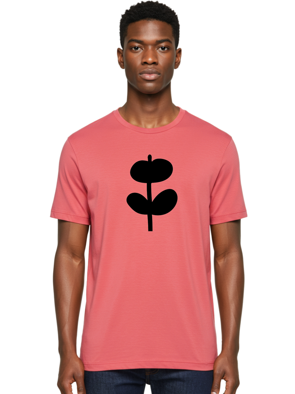 Clover-Silhouette Men'S Graphic Tee, 100% Cotton, Comfortable Casual Summer Wear, Machine Washable, Clover Icon, Shamrock Symbol, Three-Leafed Plant, Simple Design, Minimalist Illustration, Black Silhouette -  Aaa414