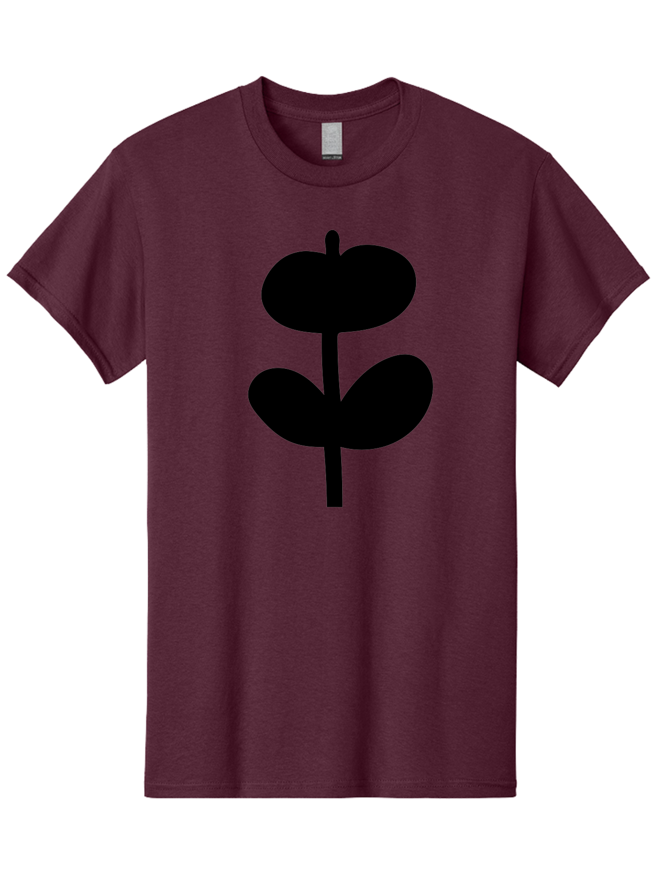Clover-Silhouette Men'S Graphic Tee, 100% Cotton, Comfortable Casual Summer Wear, Machine Washable, Clover Icon, Shamrock Symbol, Three-Leafed Plant, Simple Design, Minimalist Illustration, Black Silhouette -  Aaa414