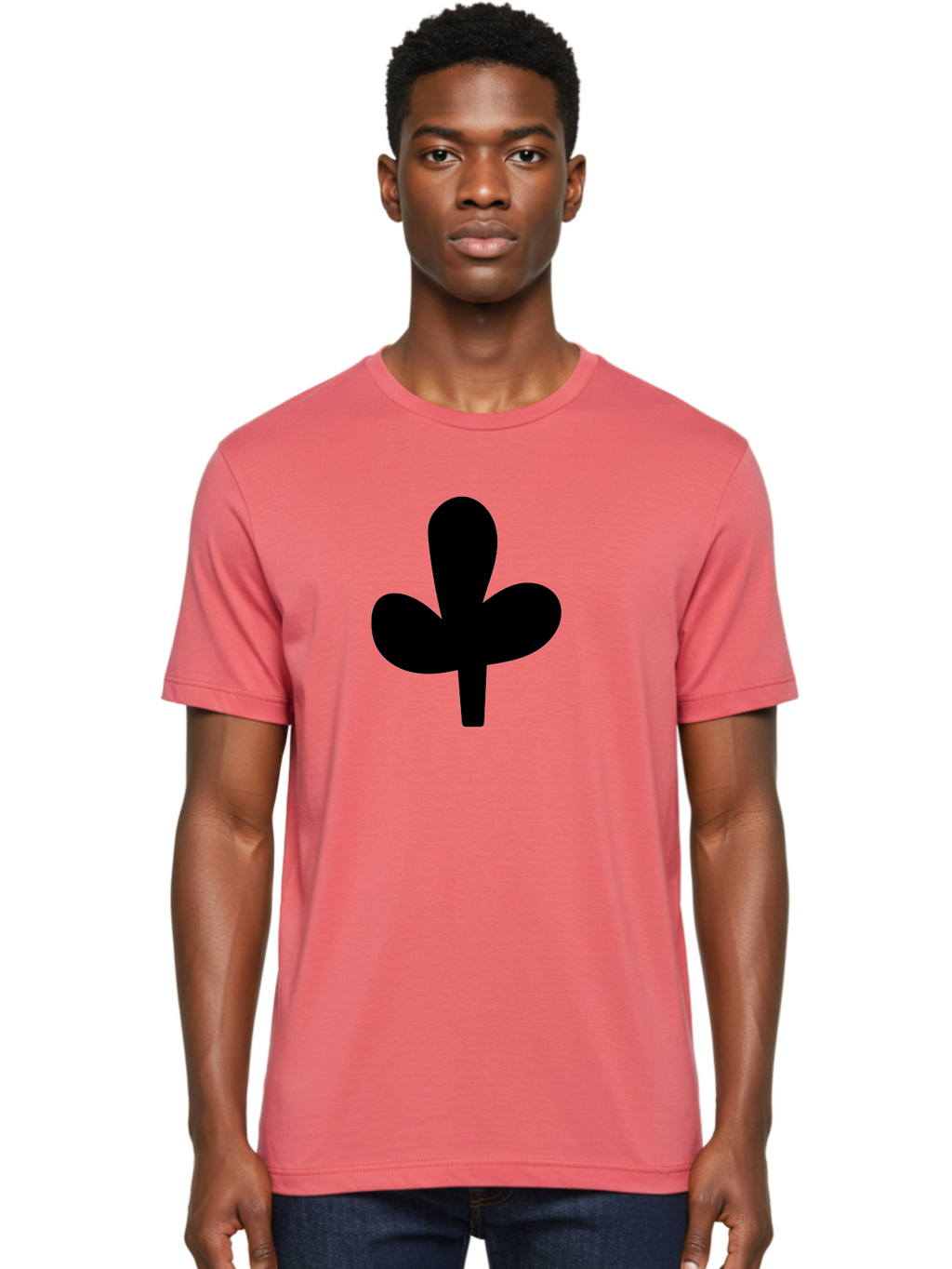 Clover Men'S Graphic Tee, 100% Cotton, Comfortable Casual Summer Wear, Machine Washable, Clover Symbol, Shamrock Icon, Three-Leafed Plant, Minimalist Design, Simple Shape, Bold Silhouette -  Aaa415