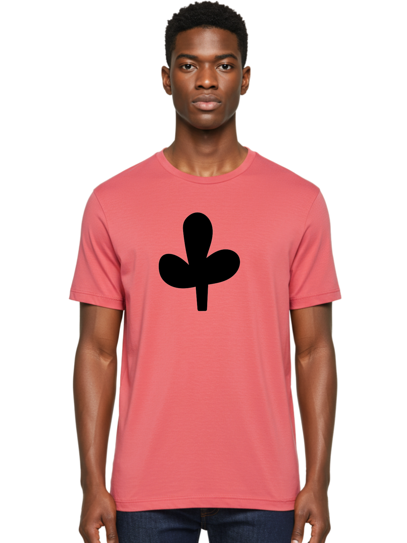 Clover Men'S Graphic Tee, 100% Cotton, Comfortable Casual Summer Wear, Machine Washable, Clover Symbol, Shamrock Icon, Three-Leafed Plant, Minimalist Design, Simple Shape, Bold Silhouette -  Aaa415