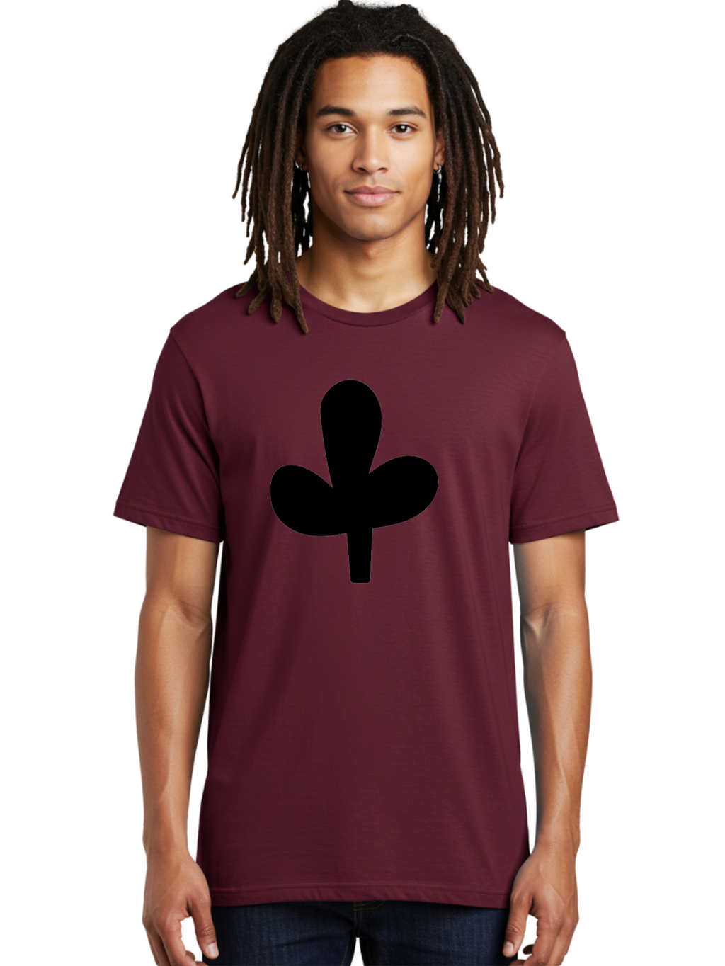 Clover Men'S Graphic Tee, 100% Cotton, Comfortable Casual Summer Wear, Machine Washable, Clover Symbol, Shamrock Icon, Three-Leafed Plant, Minimalist Design, Simple Shape, Bold Silhouette -  Aaa415