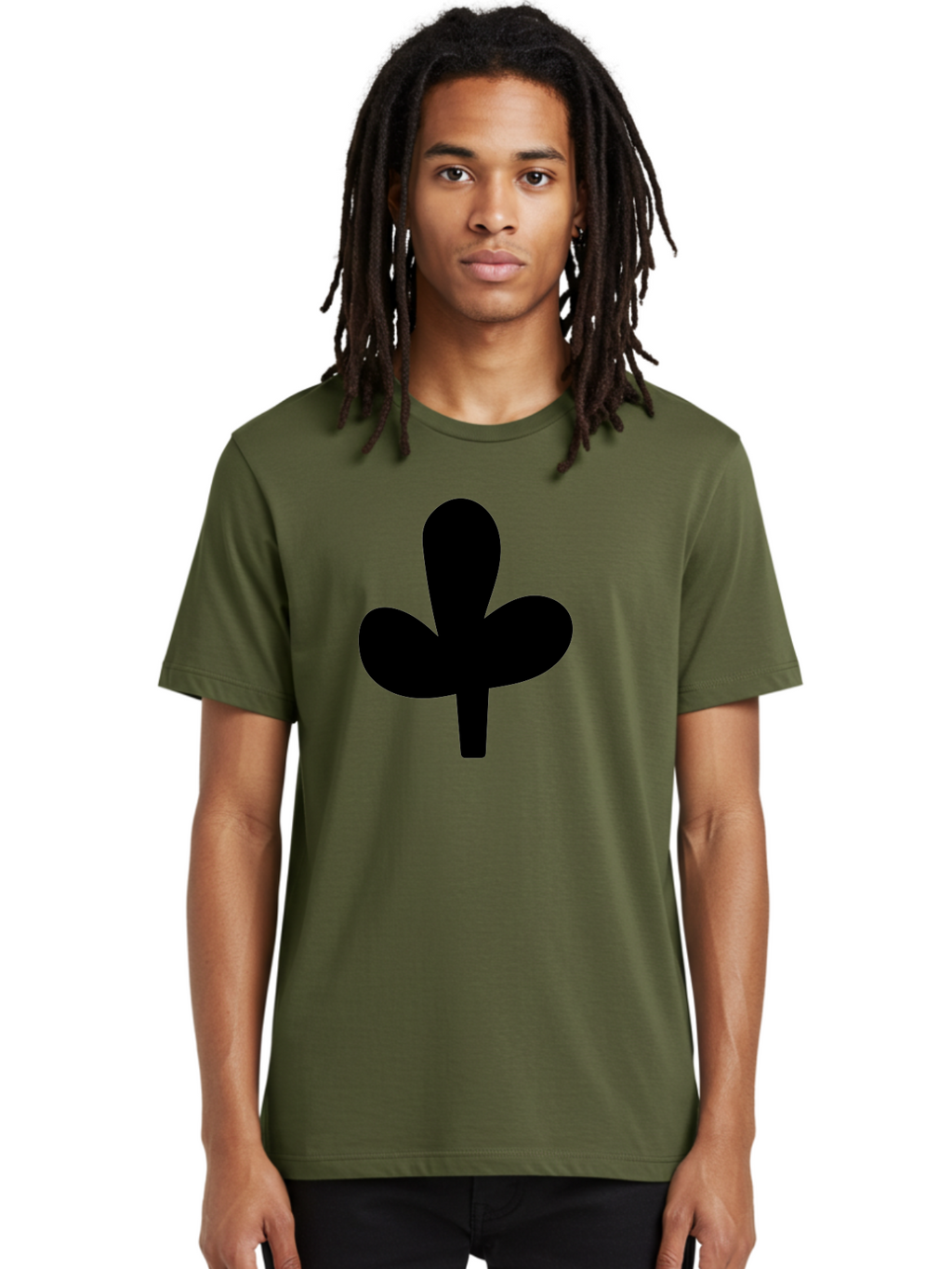 Clover Men'S Graphic Tee, 100% Cotton, Comfortable Casual Summer Wear, Machine Washable, Clover Symbol, Shamrock Icon, Three-Leafed Plant, Minimalist Design, Simple Shape, Bold Silhouette -  Aaa415