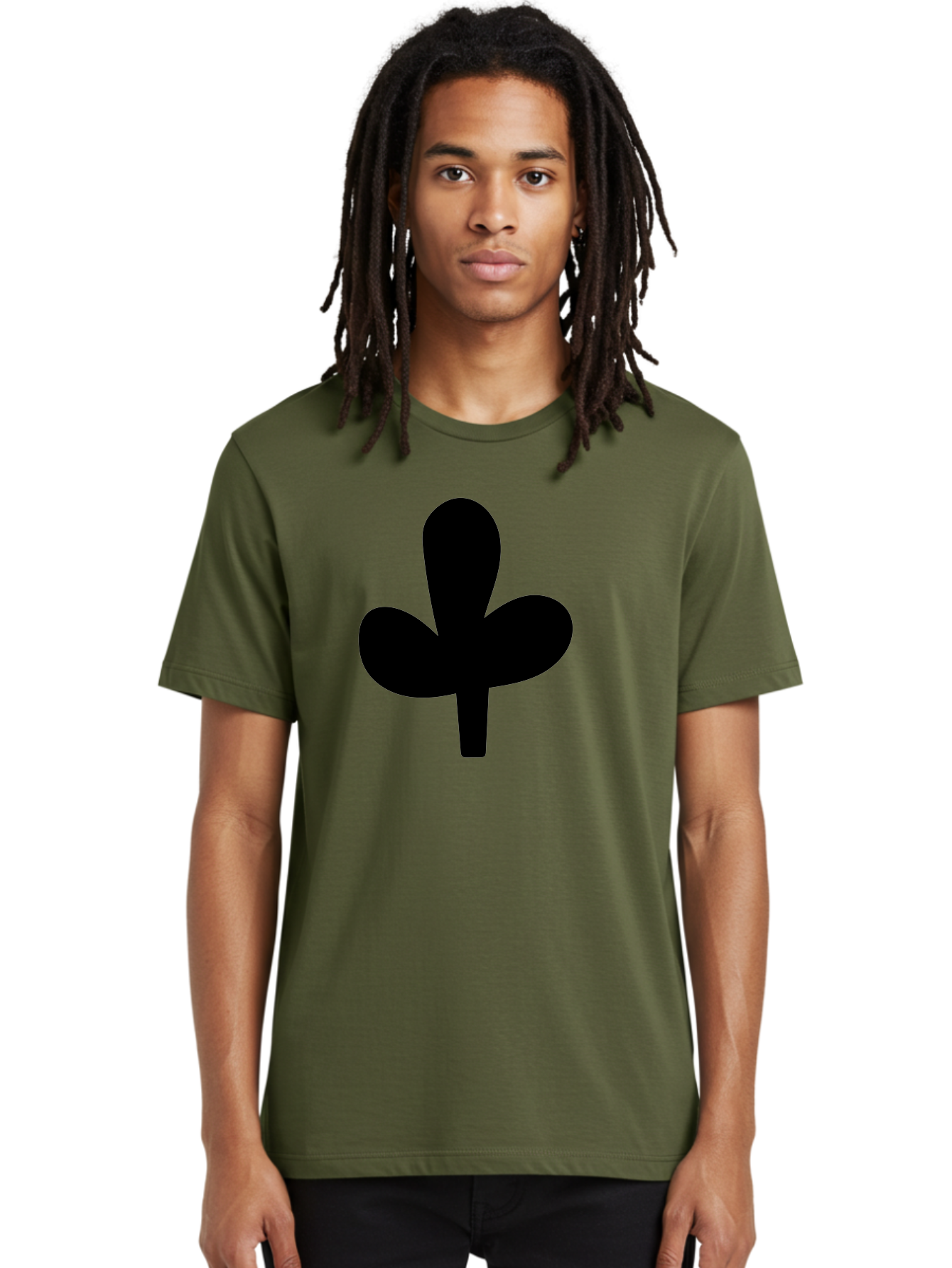 Clover Men'S Graphic Tee, 100% Cotton, Comfortable Casual Summer Wear, Machine Washable, Clover Symbol, Shamrock Icon, Three-Leafed Plant, Minimalist Design, Simple Shape, Bold Silhouette -  Aaa415