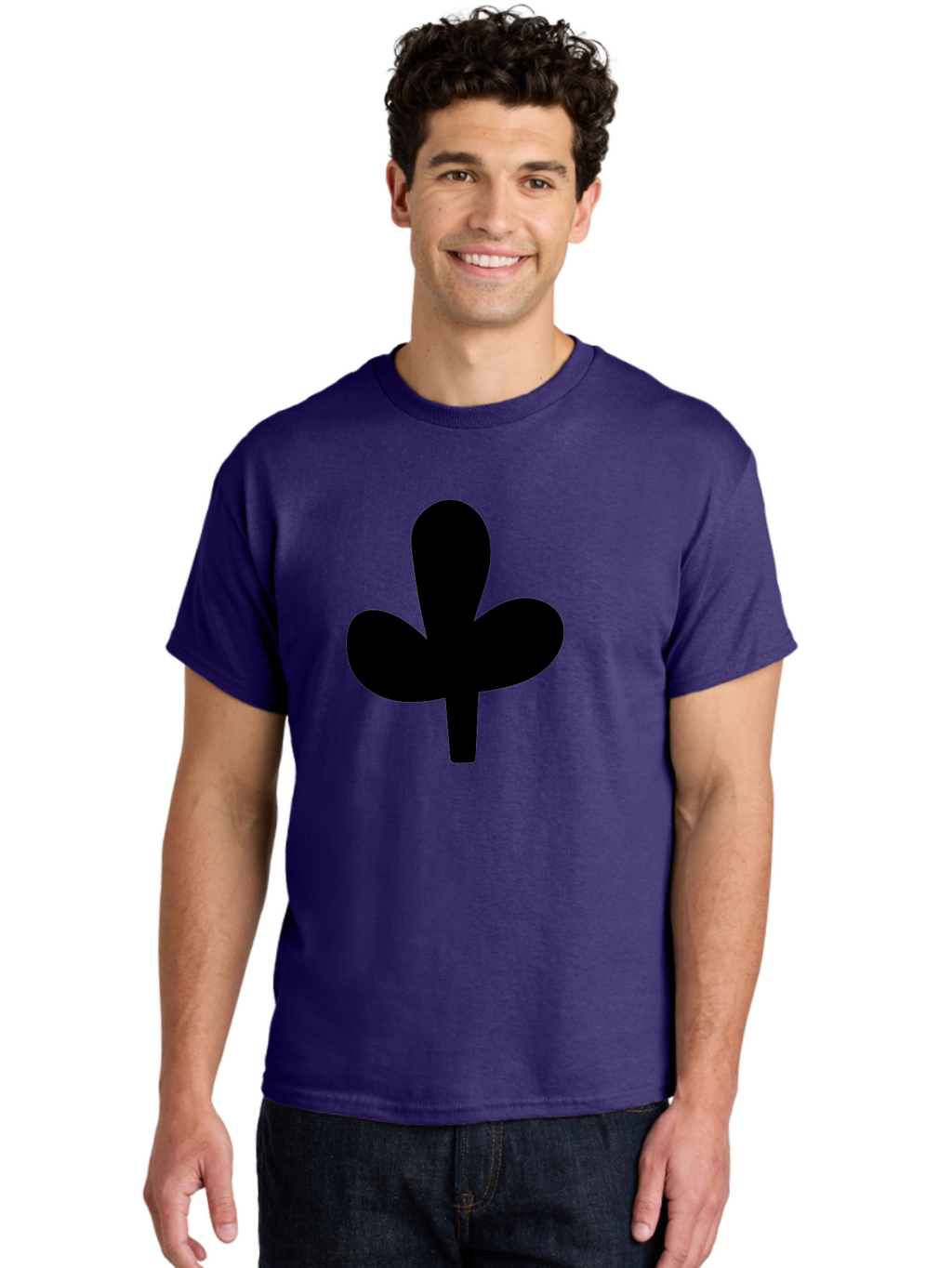 Clover Men'S Graphic Tee, 100% Cotton, Comfortable Casual Summer Wear, Machine Washable, Clover Symbol, Shamrock Icon, Three-Leafed Plant, Minimalist Design, Simple Shape, Bold Silhouette -  Aaa415