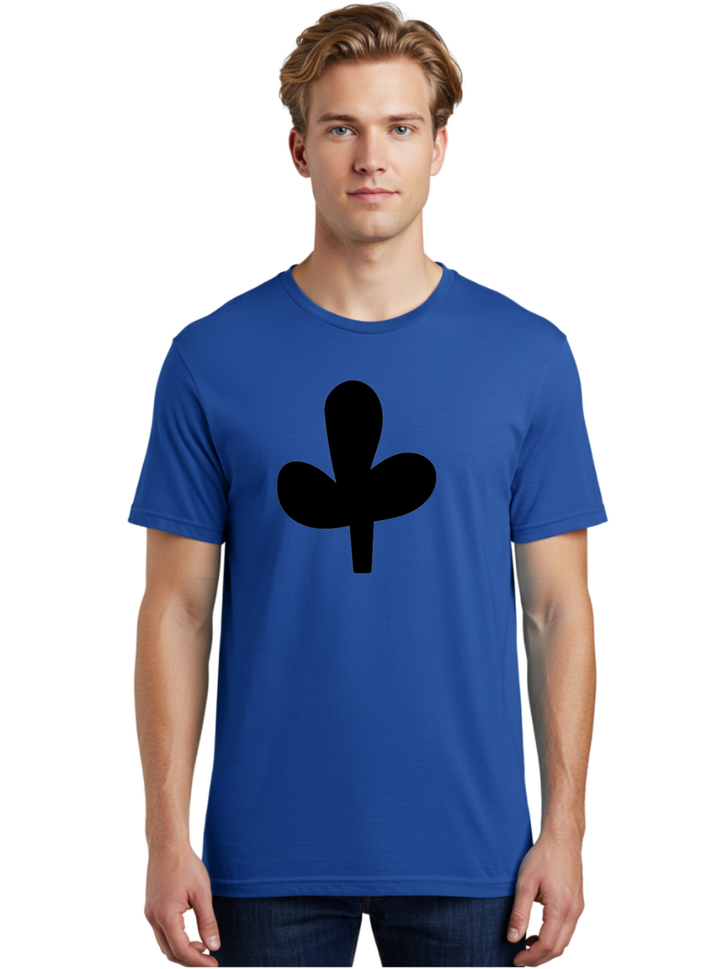 Clover Men'S Graphic Tee, 100% Cotton, Comfortable Casual Summer Wear, Machine Washable, Clover Symbol, Shamrock Icon, Three-Leafed Plant, Minimalist Design, Simple Shape, Bold Silhouette -  Aaa415