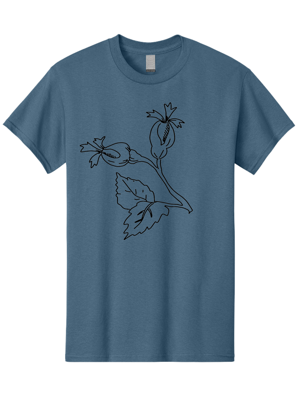 Cotton-Plant Men'S Graphic Tee, 100% Cotton, Comfortable Casual Summer Wear, Machine Washable, Cotton Plant Illustration, Cotton Buds, Simple Line Art, Minimalist Design, Botanical Drawing, Organic Shapes -  Aaa417