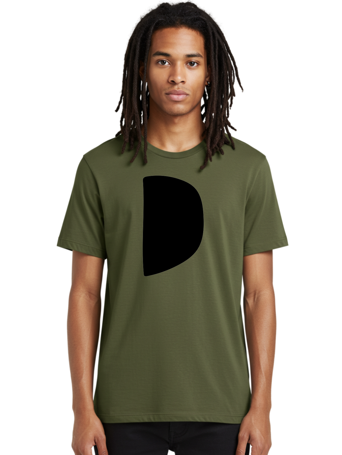 D Men'S Graphic Tee, 100% Cotton, Comfortable Casual Summer Wear, Machine Washable, Modern Typography, Bold Font, Minimalist Design, Sleek Lettering, Simple Shapes, Graphic Design Elements, Abstract Art, Black And Green Color Scheme -  Aaa421
